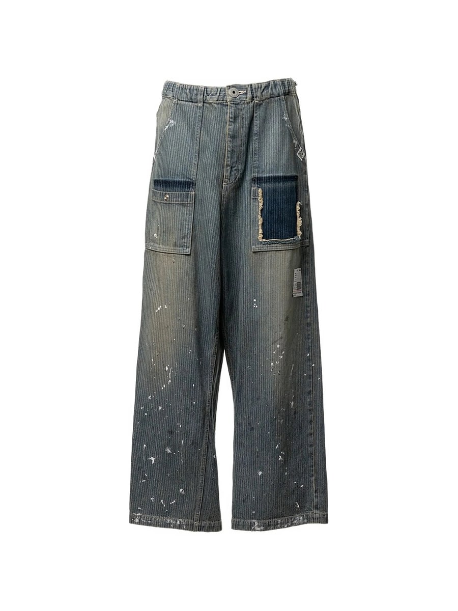 Maison Mihara Yasuhiro Maison Mihara Yasuhiro Stripe-pattern Paint-splatter Jeans