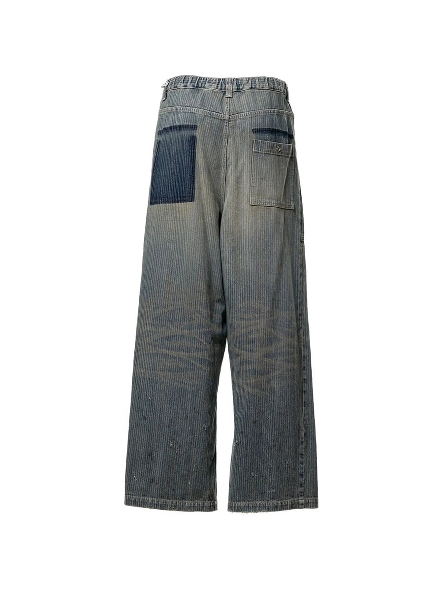 Maison Mihara Yasuhiro Maison Mihara Yasuhiro Stripe-pattern Paint-splatter Jeans, view 2