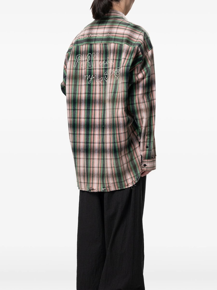 Maison Mihara Yasuhiro Maison Mihara Yasuhiro Checked Embroidered Shirt, view 3