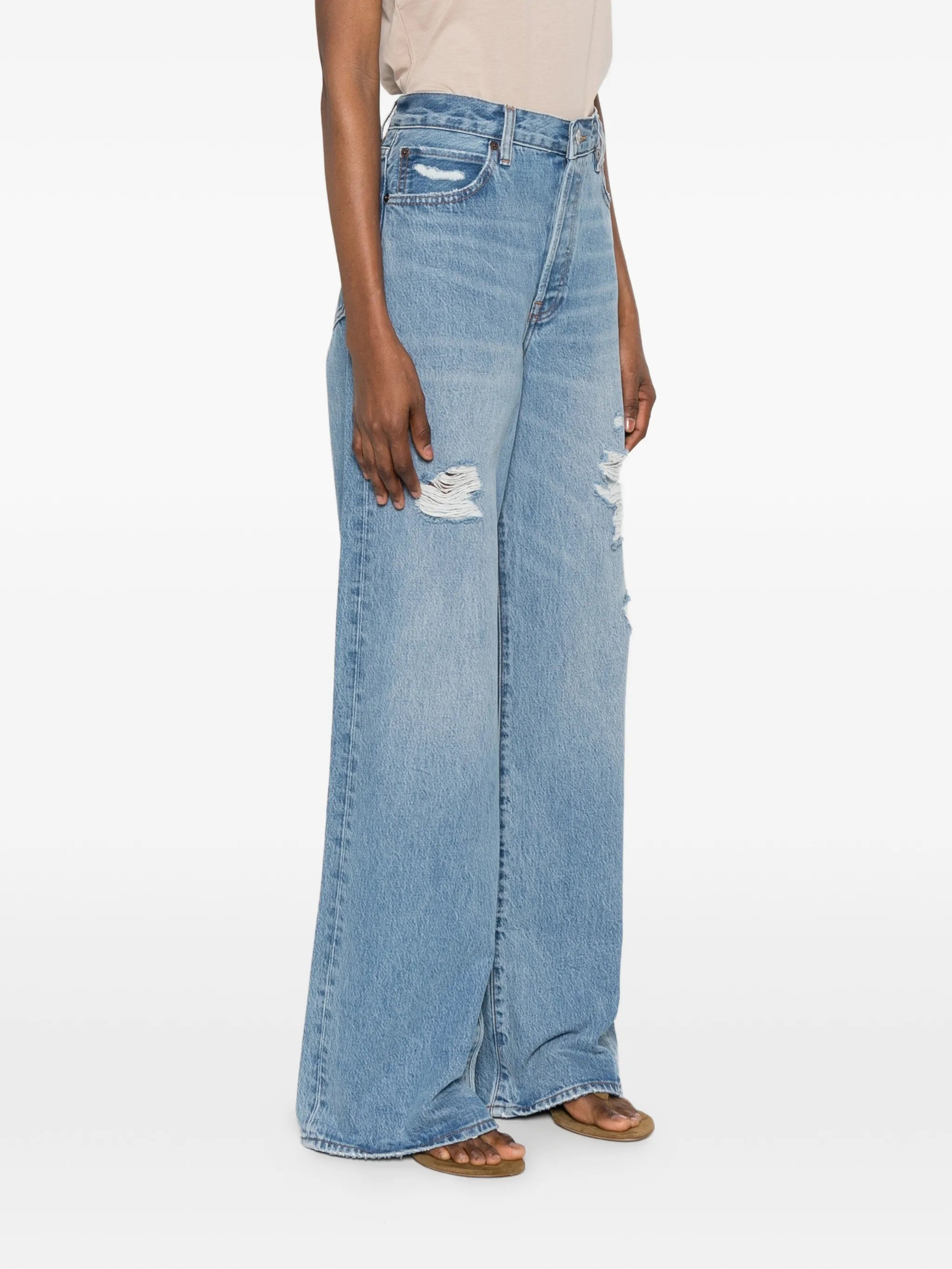 Frame Frame The Loose Distressed Wide-leg Jeans, view 2