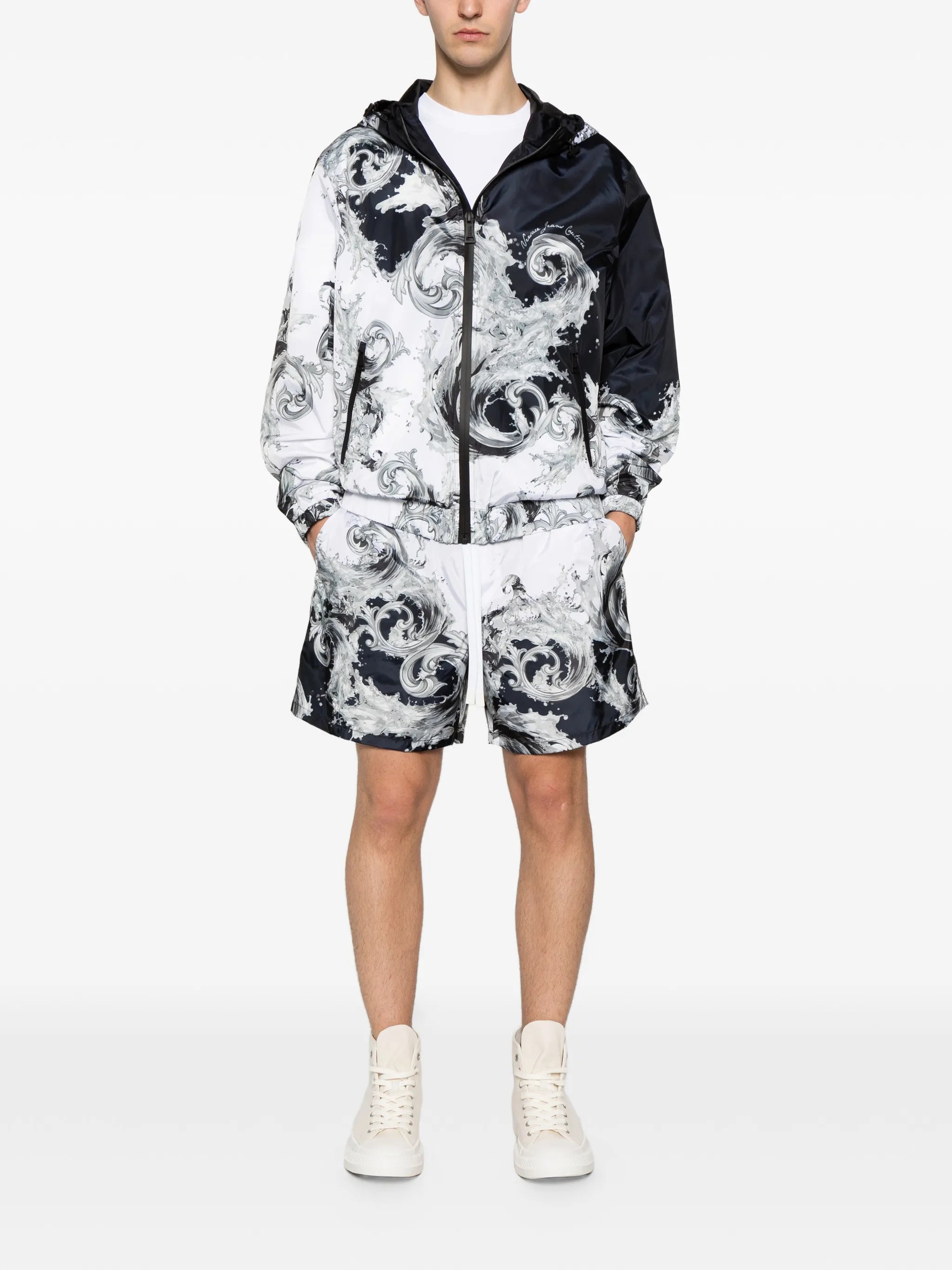 Versace Jeans Couture Versace Jeans Couture Baroque-print Hooded Jacket, view 2