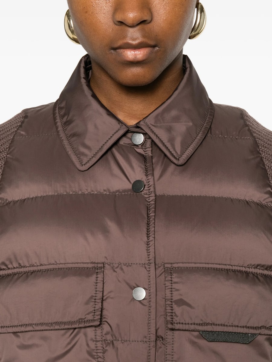 Brunello Cucinelli Brunello Cucinelli Quilted-panel Knit-sleeve Jacket, view 4