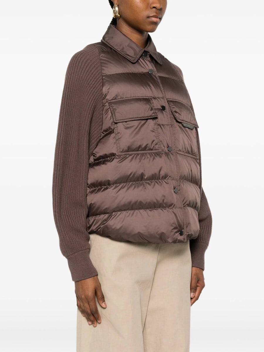 Brunello Cucinelli Brunello Cucinelli Quilted-panel Knit-sleeve Jacket, view 5