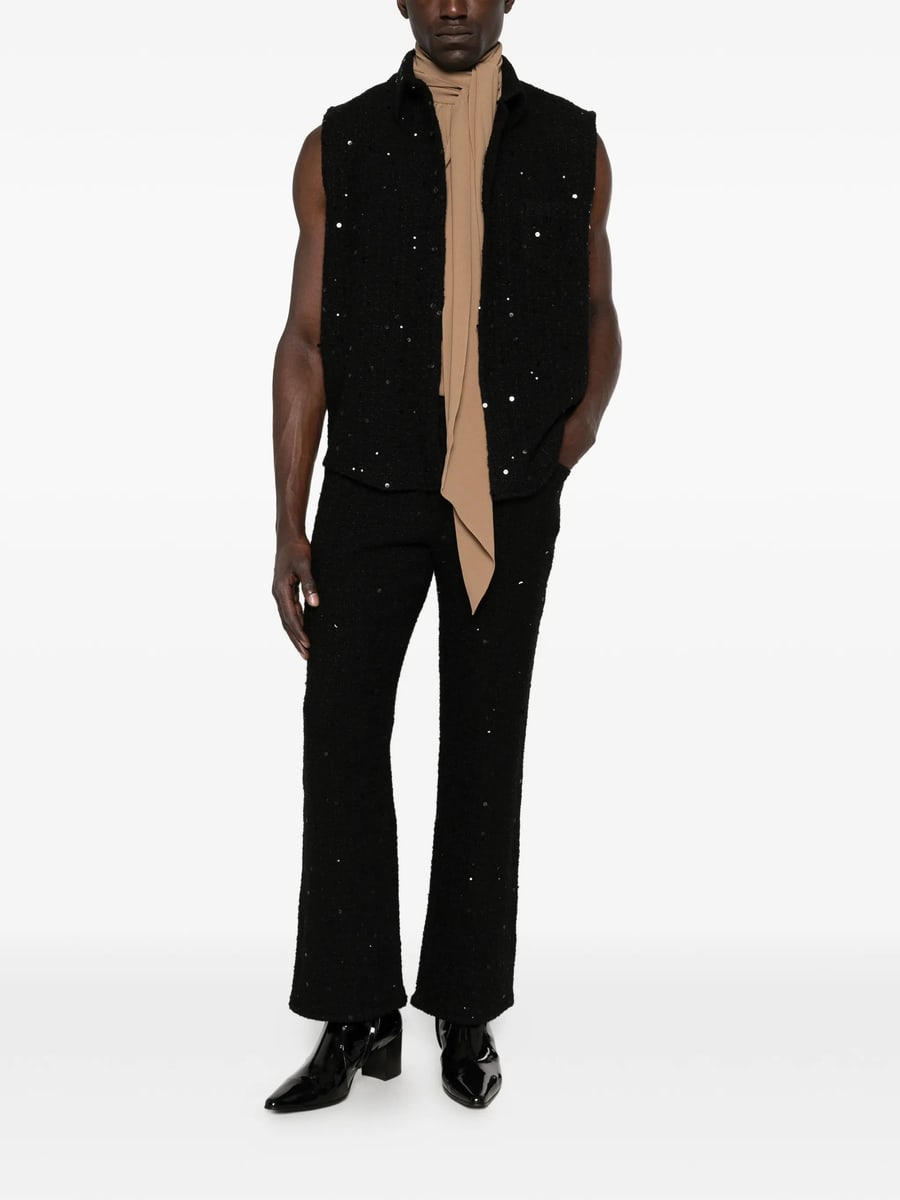 Ernest W. Baker Ernest W. Baker Sequin-embellished Bouclé-knit Trousers, view 4