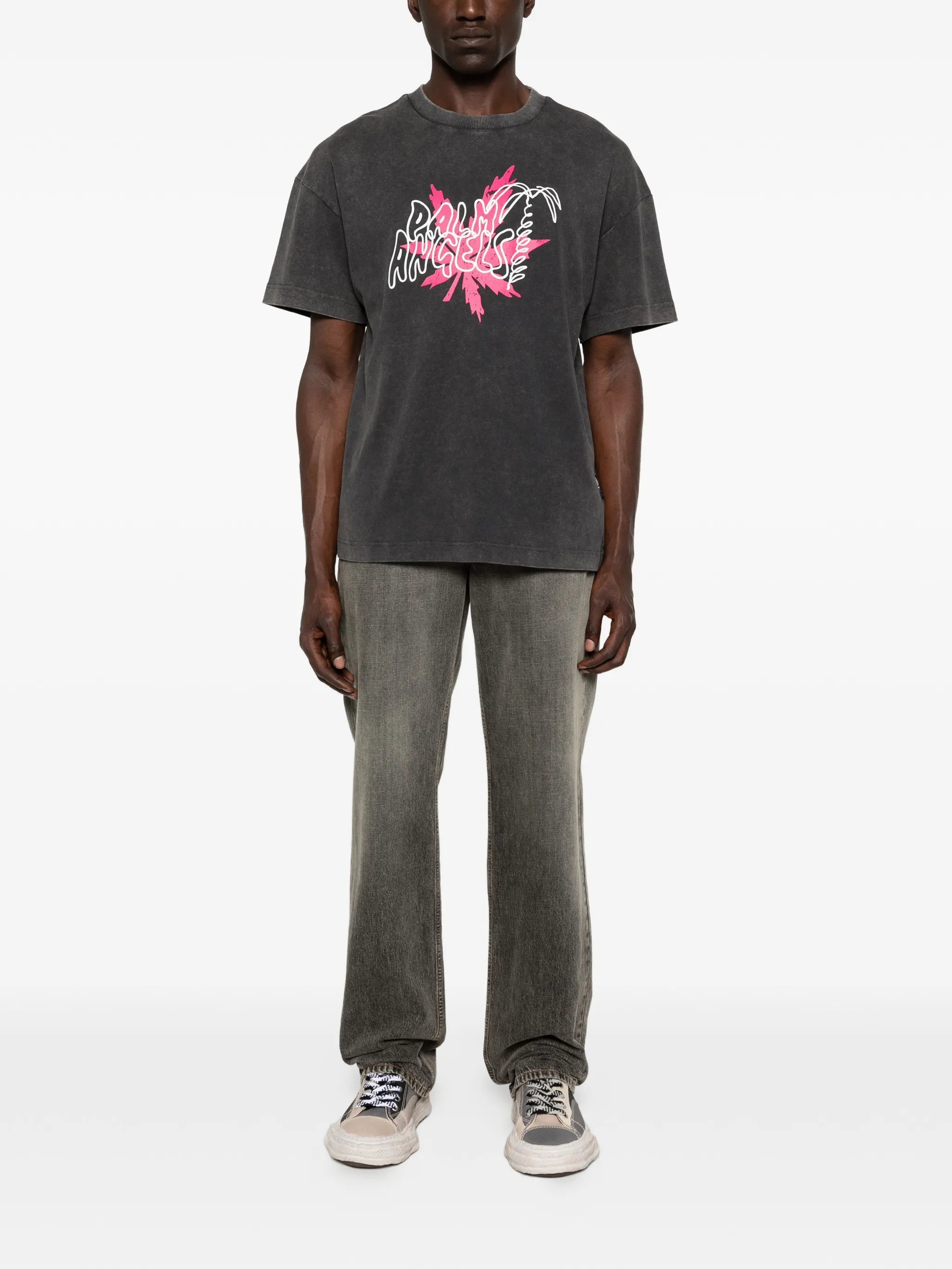 Palm Angels Palm Angels Logo-print Faded-effect T-shirt, view 2