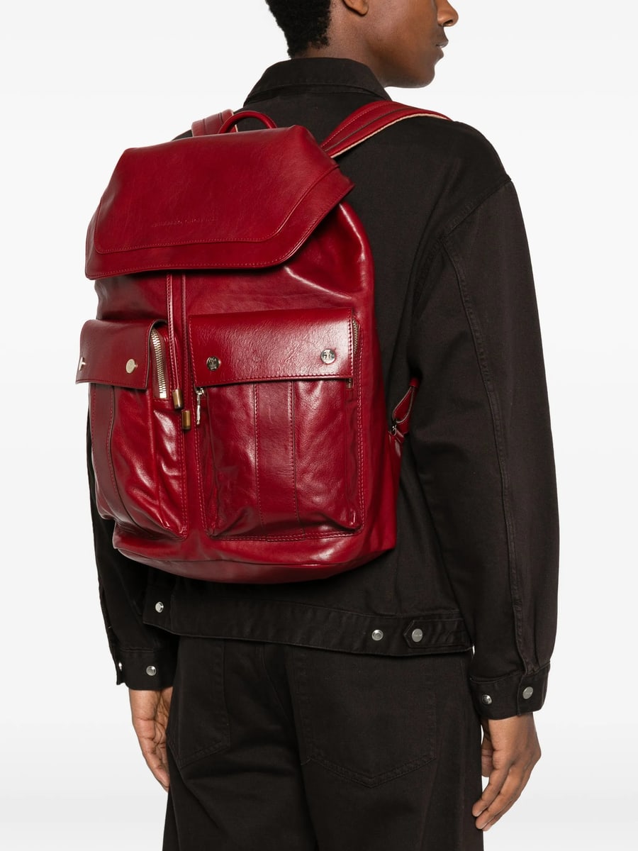 Brunello Cucinelli Brunello Cucinelli Leather Flap-top Backpack, view 3