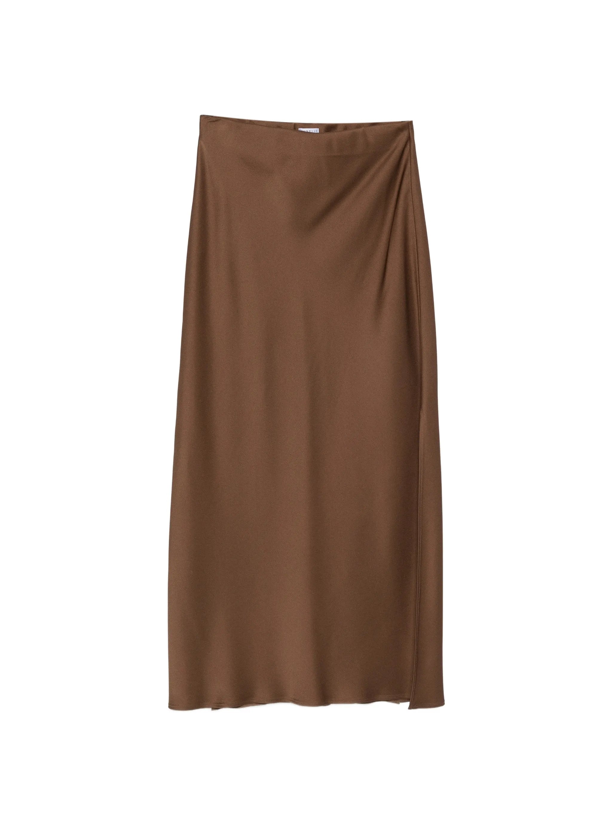 Brunello Cucinelli Brunello Cucinelli Satin-finish Slit Maxi Skirt