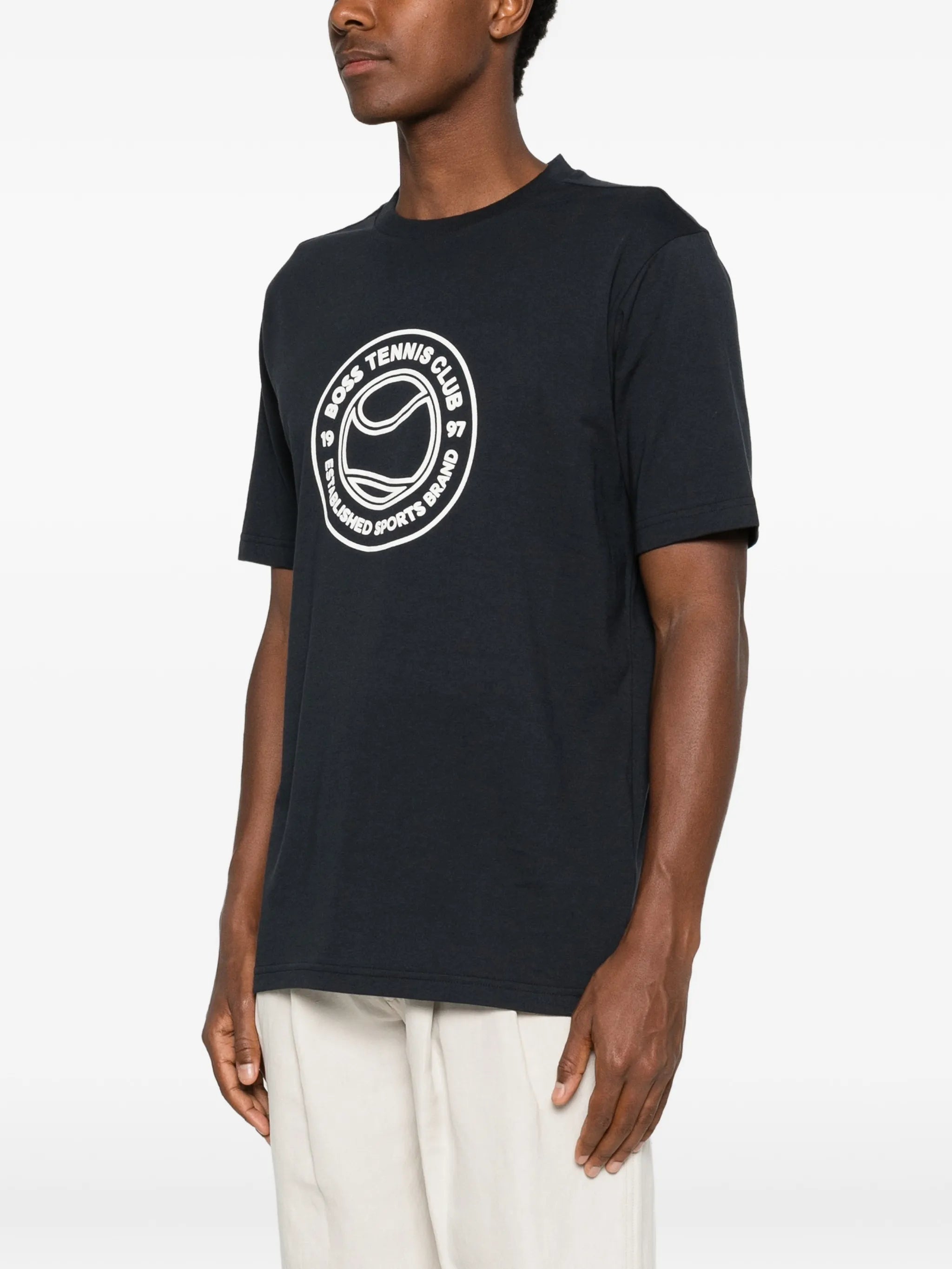 Boss Boss Cotton-jersey T-shirt With Tennis-themed Artwork, view 2