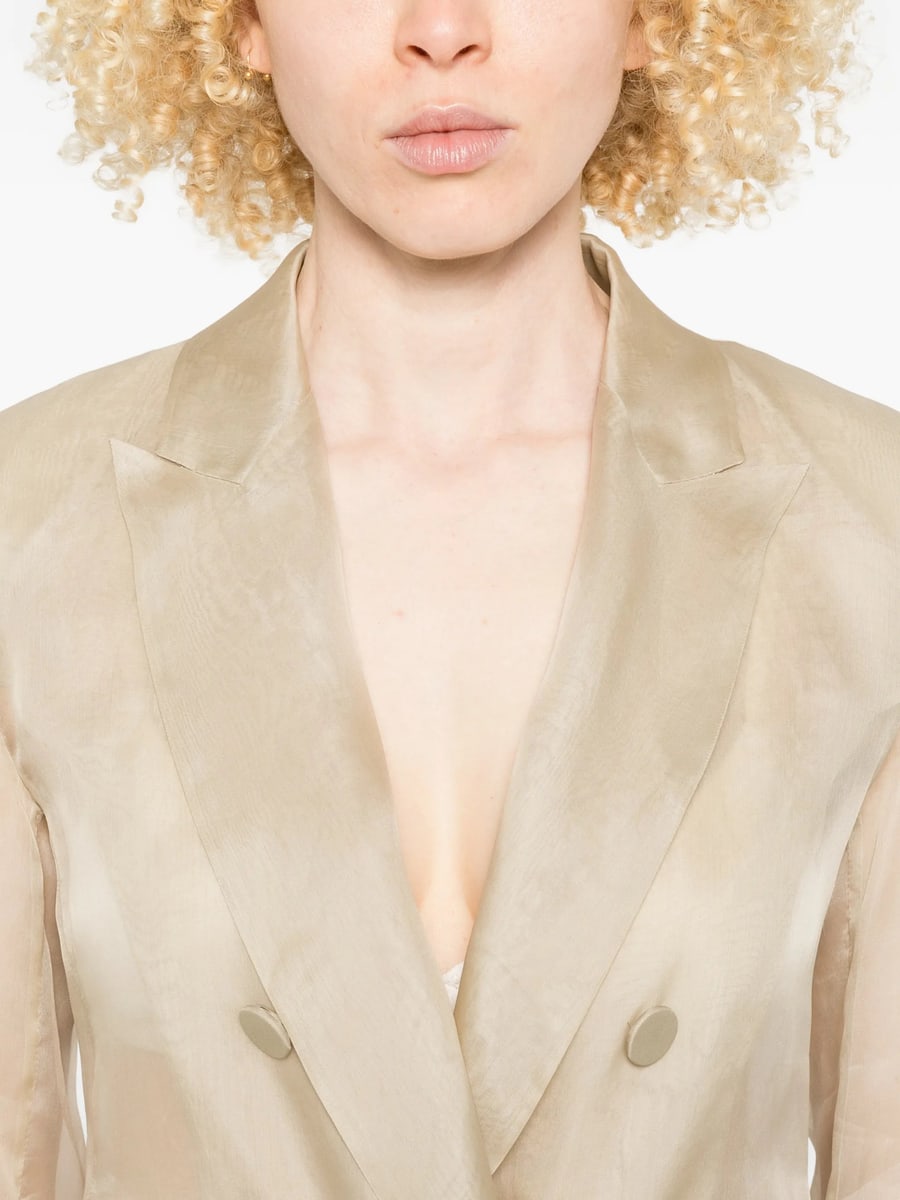 Max Mara Pianoforte Max Mara Pianoforte Double-breasted Sheer-panel Blazer, view 3
