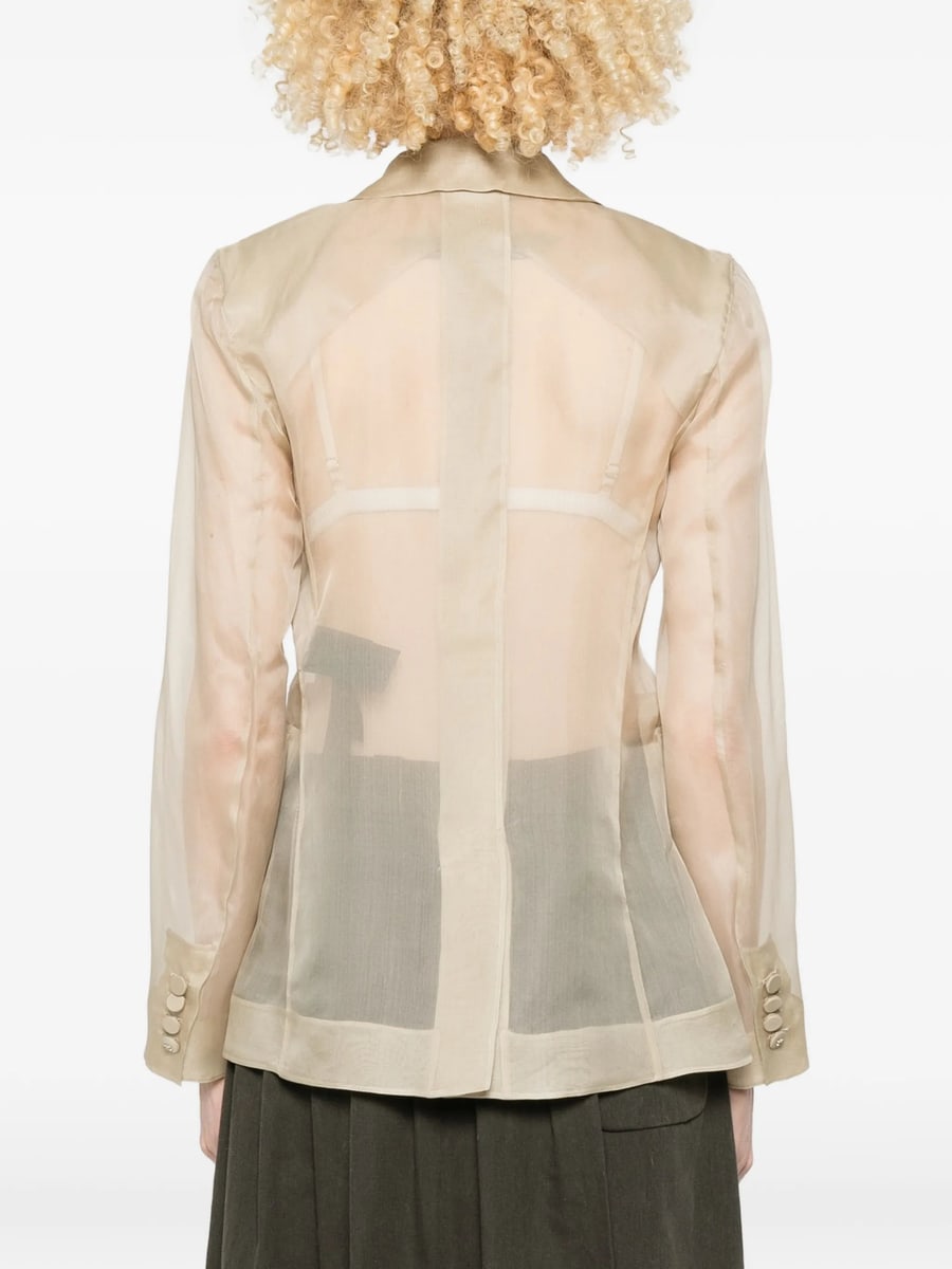 Max Mara Pianoforte Max Mara Pianoforte Double-breasted Sheer-panel Blazer, view 5