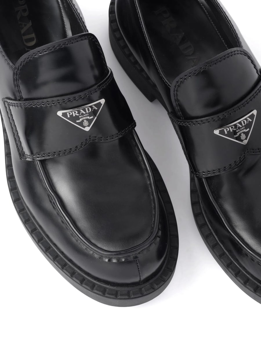 Prada Prada Brushed Leather Loafers, view 3