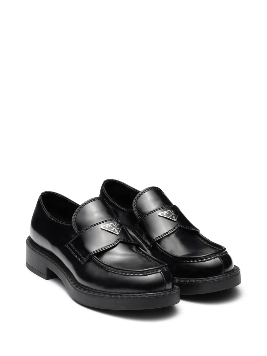 Prada Prada Brushed Leather Loafers, view 5