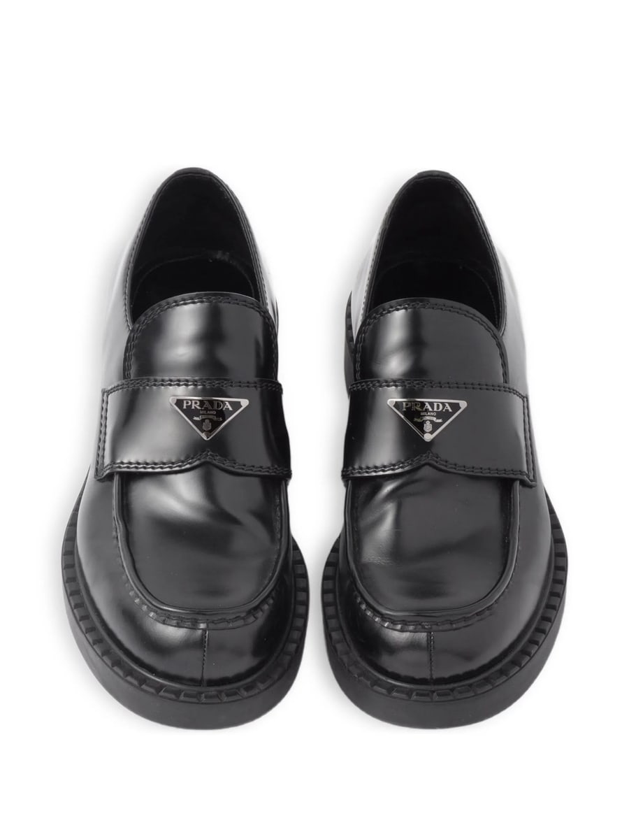 Prada Prada Brushed Leather Loafers, view 6