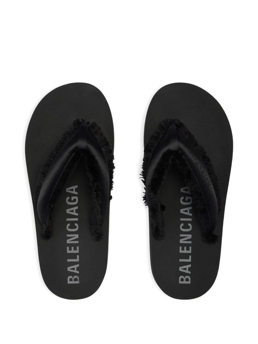 Balenciaga Balenciaga Fringed Flat Flip-flops, view 4