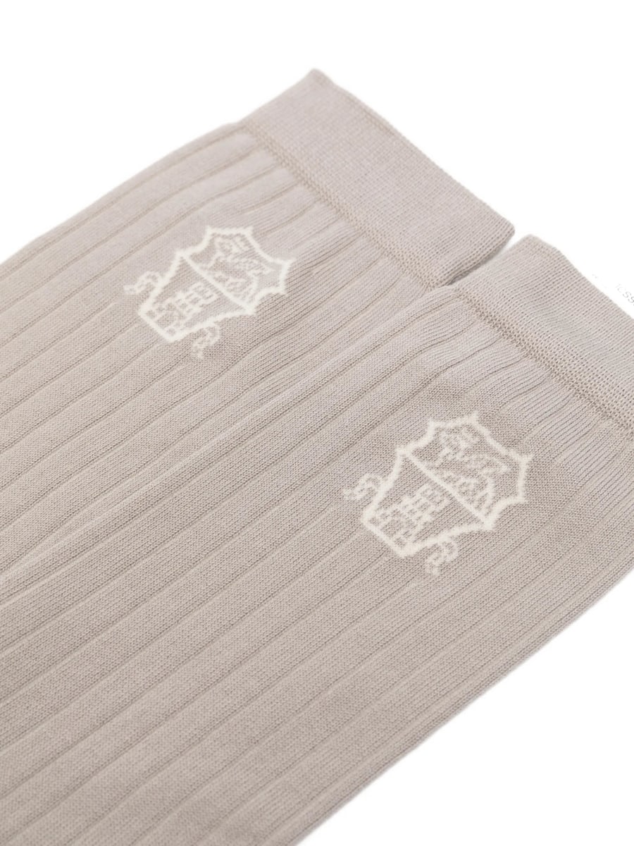 Brunello Cucinelli Brunello Cucinelli Logo-detail Ribbed-knit Socks, view 2