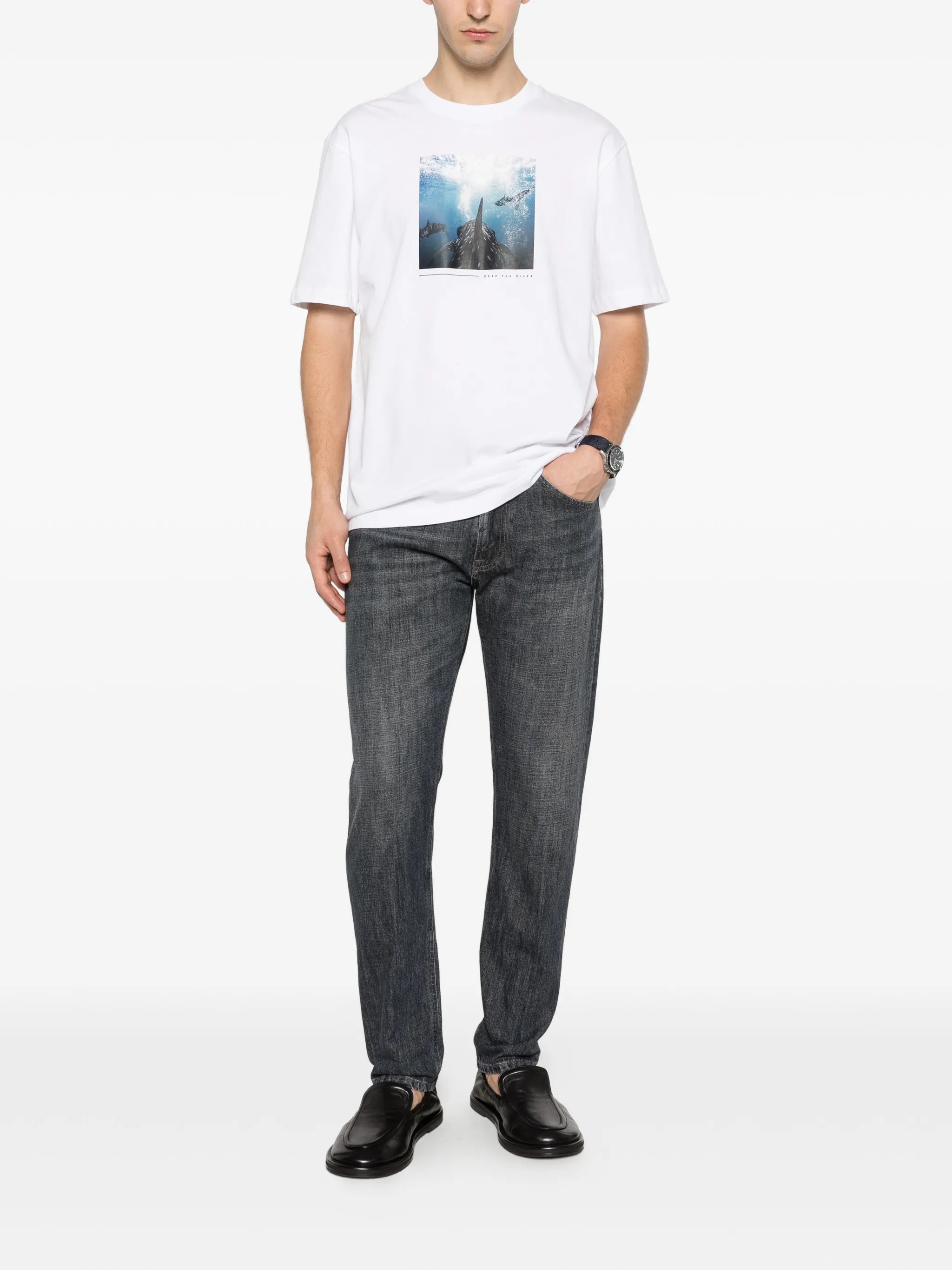 Boss Boss Cotton-jersey T-shirt With Printed Artwork, view 2