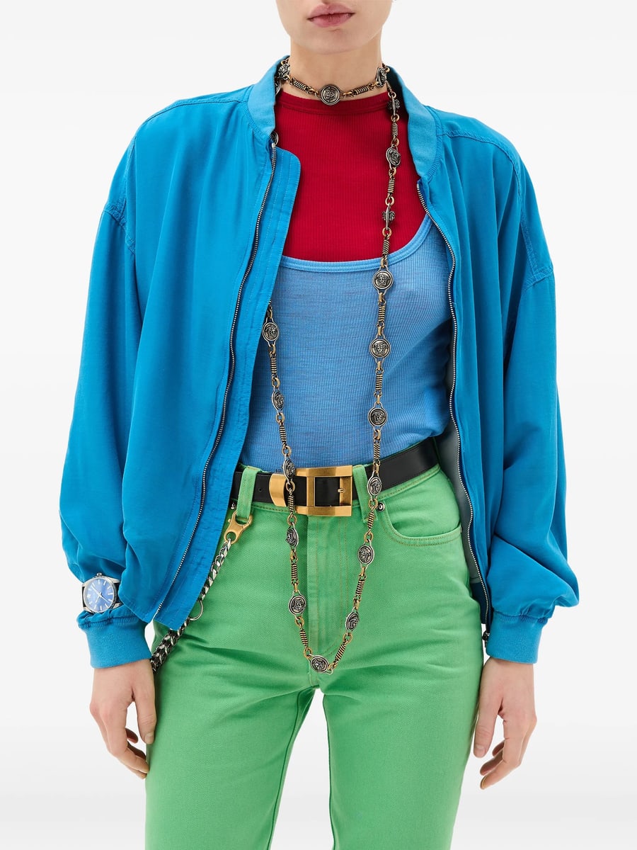 Versace Versace Silk Poplin Zip Blouson, view 4