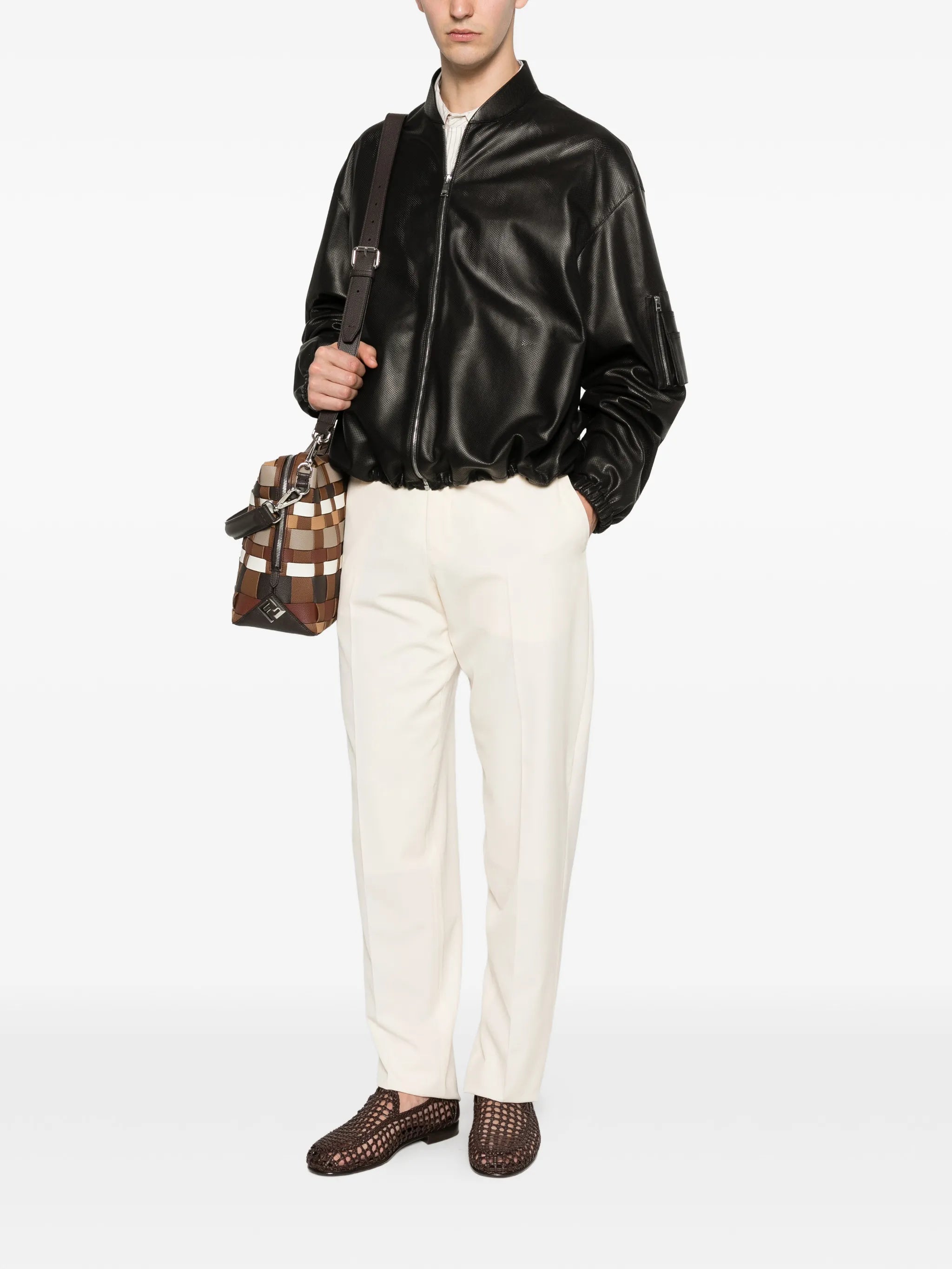 Fendi Fendi Zip-up Leather Jacket, view 2
