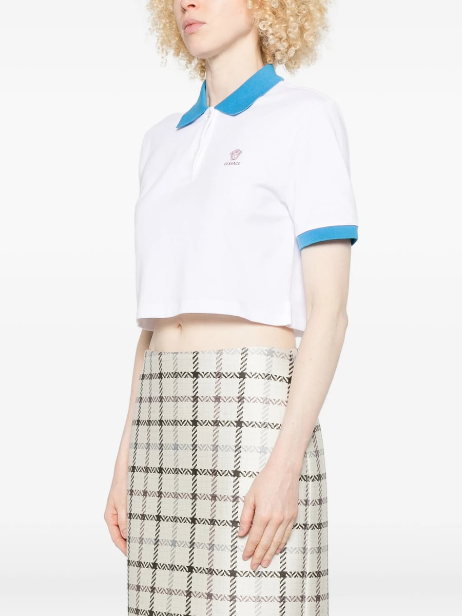 Versace Versace Cropped Trim Polo Shirt, view 2