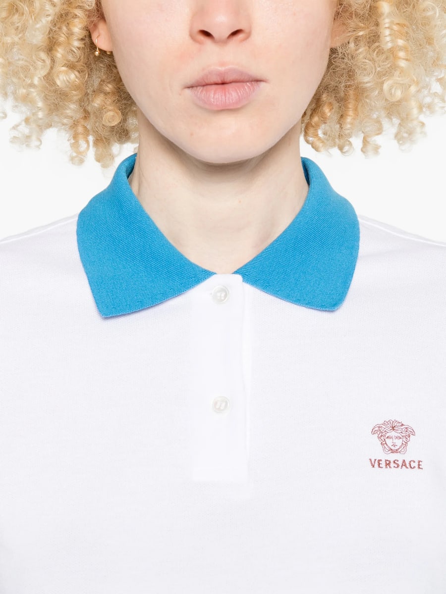 Versace Versace Cropped Trim Polo Shirt, view 3