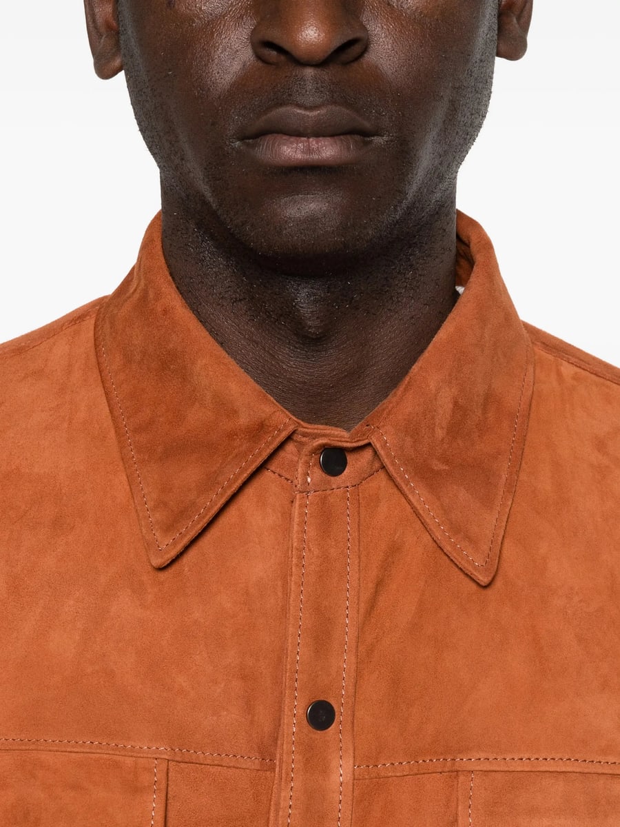 Santoro Santoro Buttoned Suede Shirt Jacket, view 3