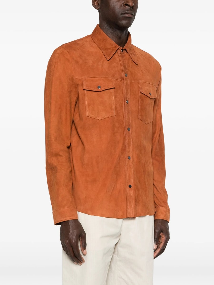 Santoro Santoro Buttoned Suede Shirt Jacket, view 4