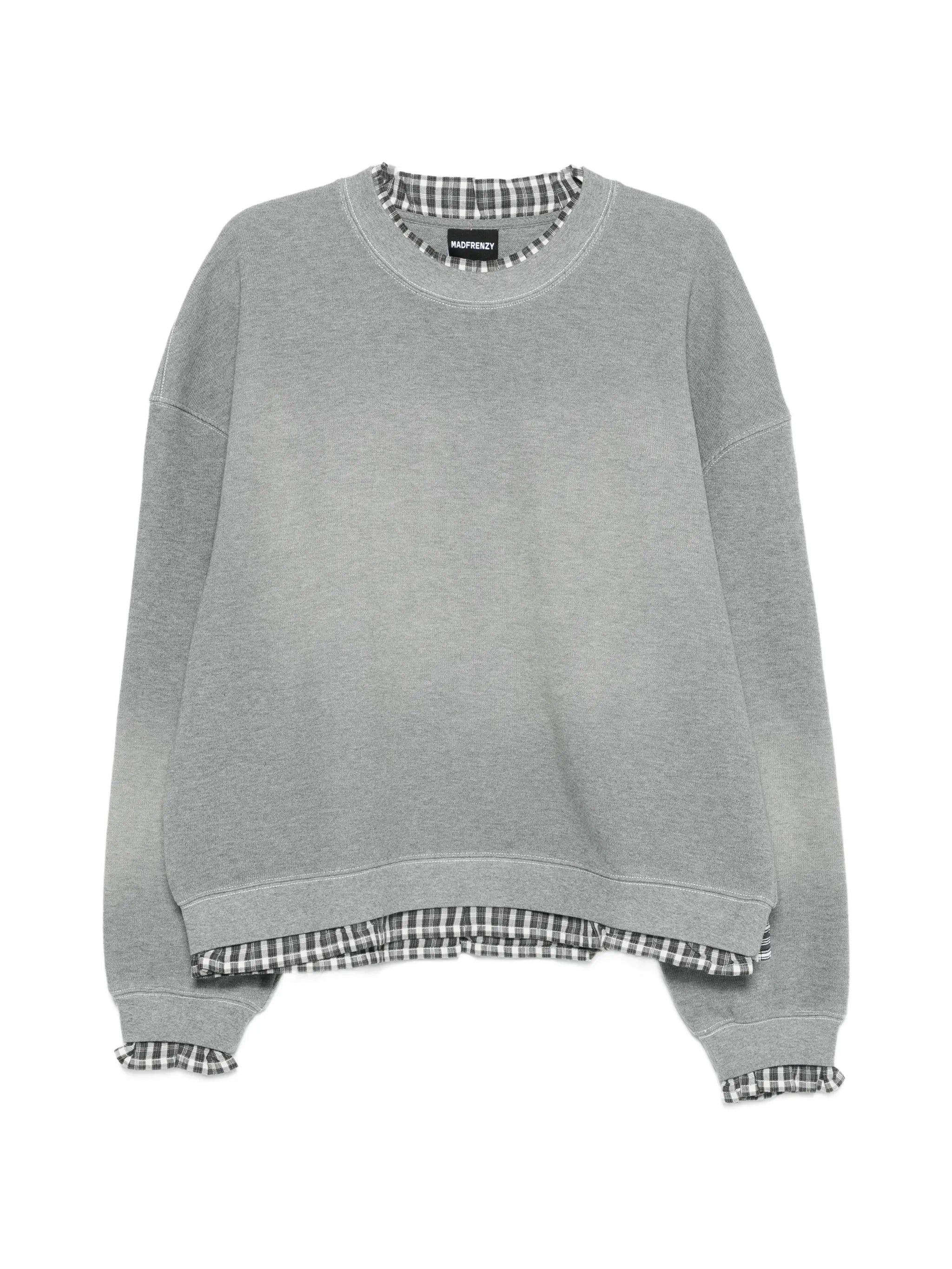 Madfrenzy Madfrenzy Gingham-trim Sweatshirt
