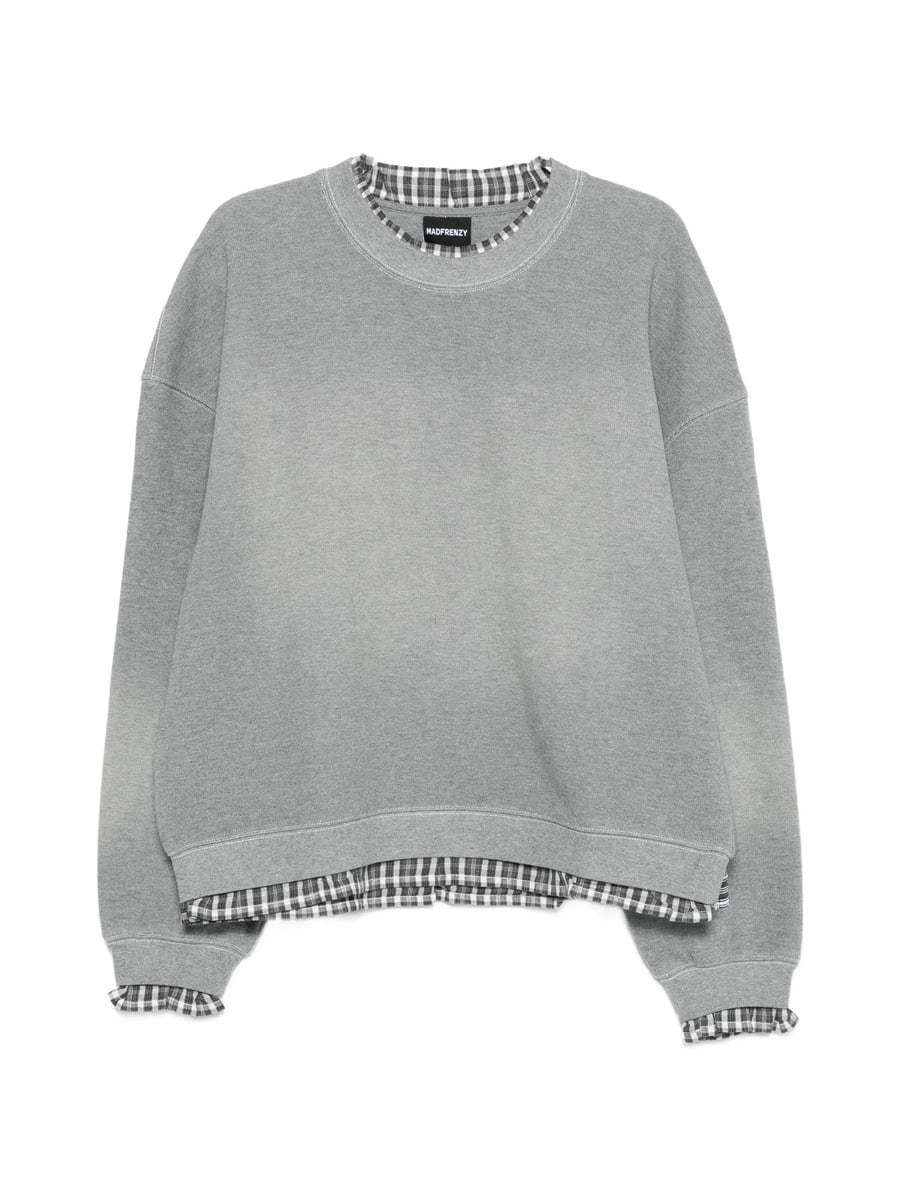 Madfrenzy Madfrenzy Gingham-trim Sweatshirt