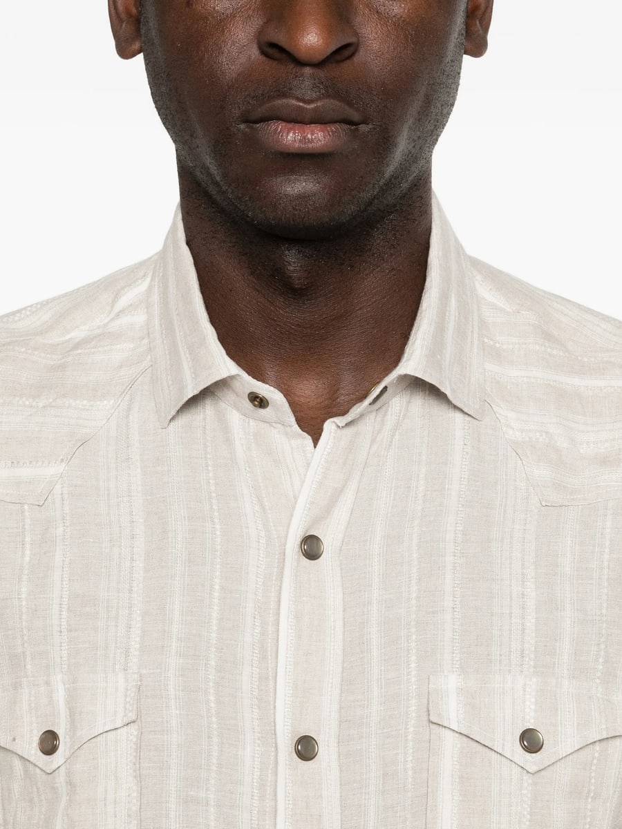 Barba Barba Striped Flap-pockets Shirt, view 3
