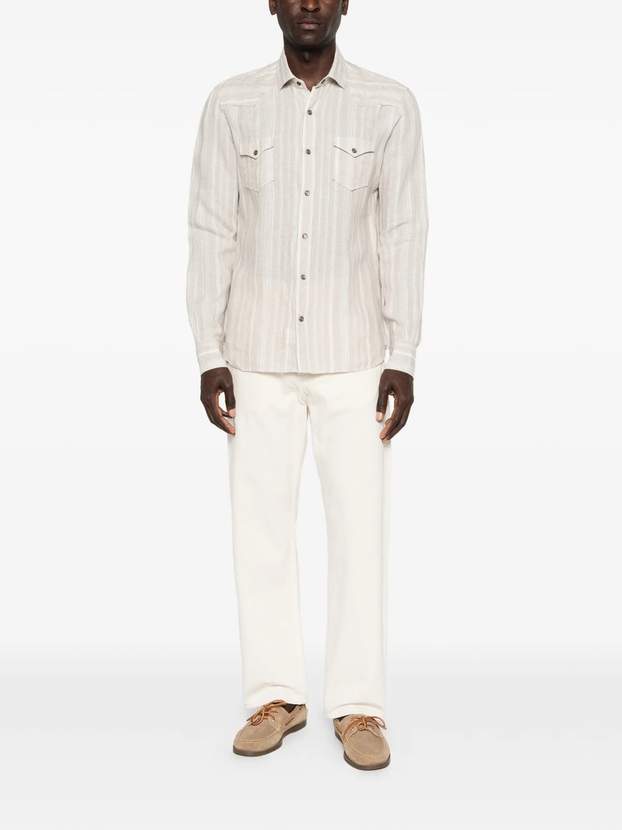 Barba Barba Striped Flap-pockets Shirt, view 4