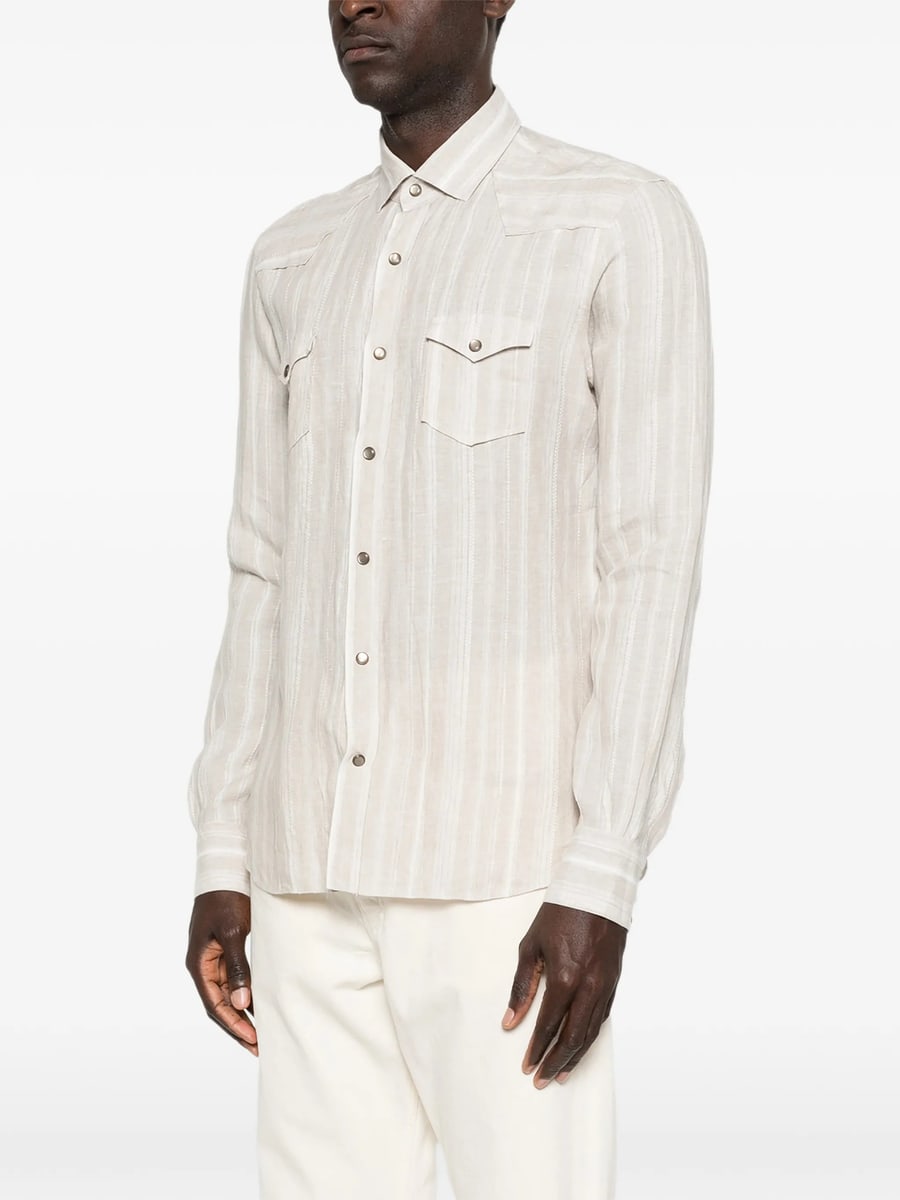 Barba Barba Striped Flap-pockets Shirt, view 5
