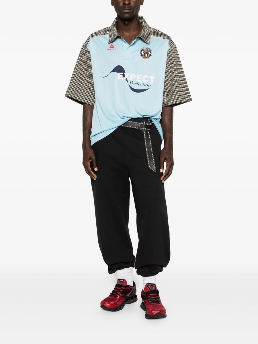 Martine Rose Martine Rose Checked Panel Polo Shirt, view 3