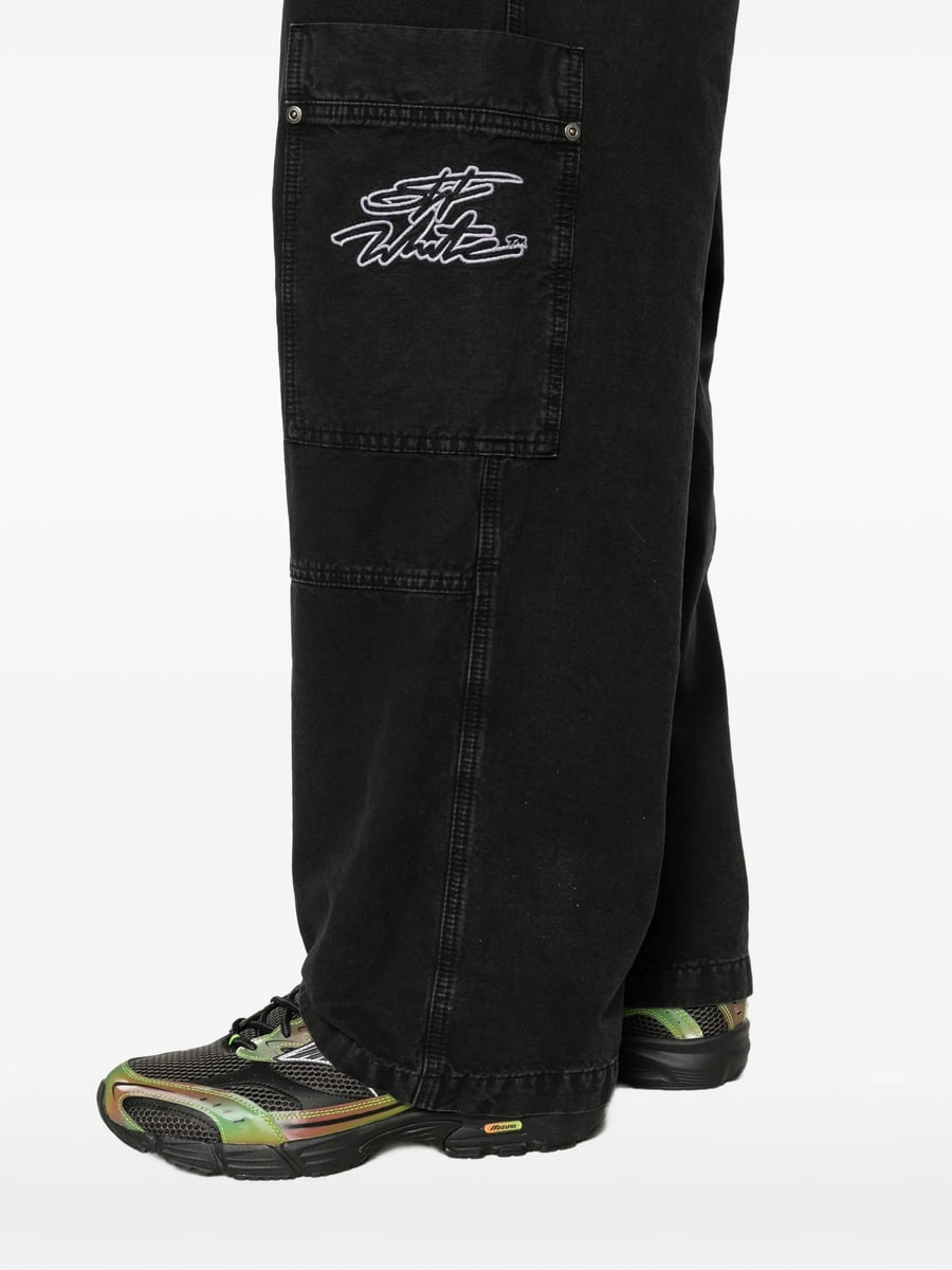 Off-White Off-white Cargo-pocket Embroidered Trousers, view 4