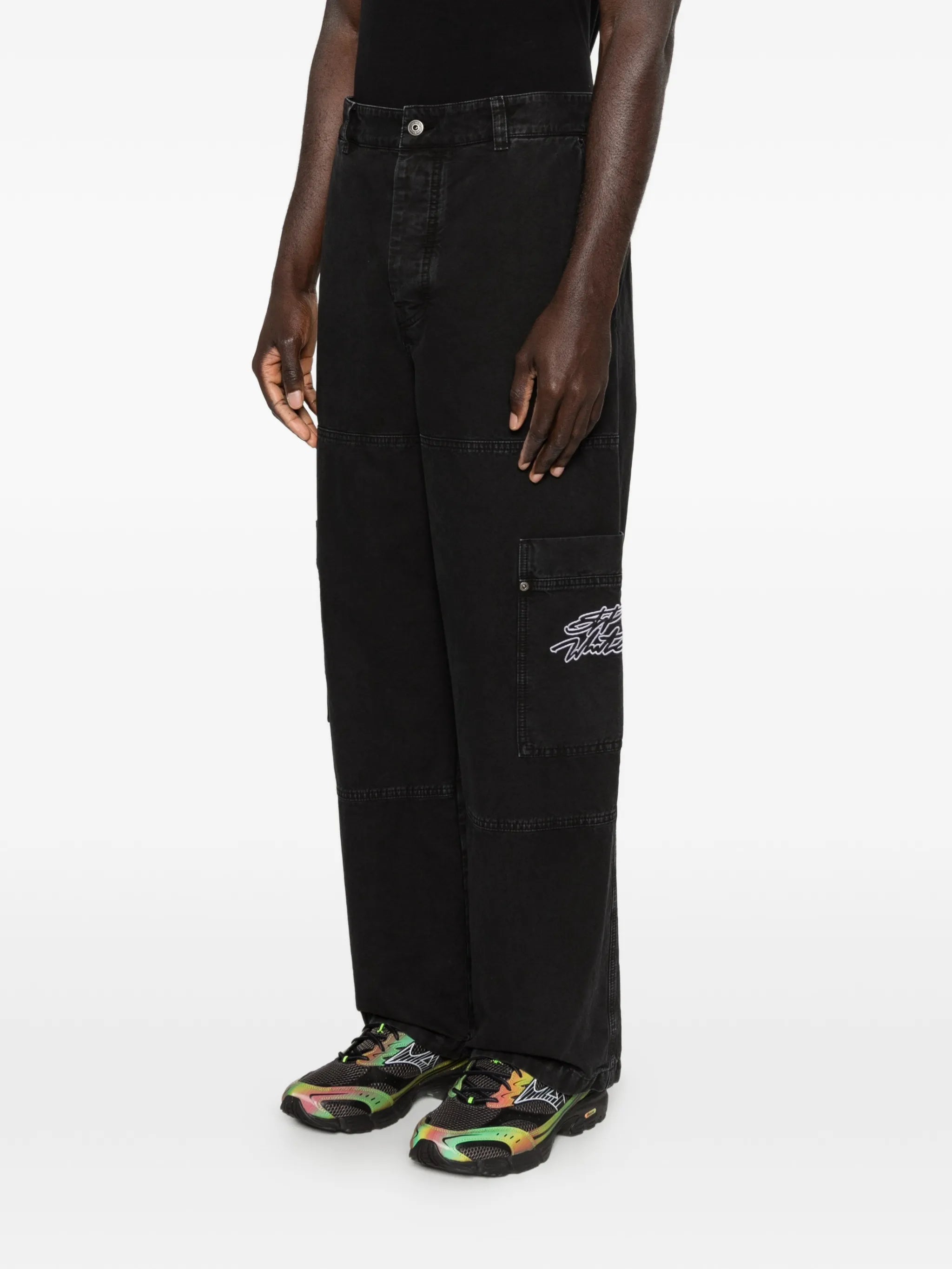 Off-White Off-white Cargo-pocket Embroidered Trousers, view 2