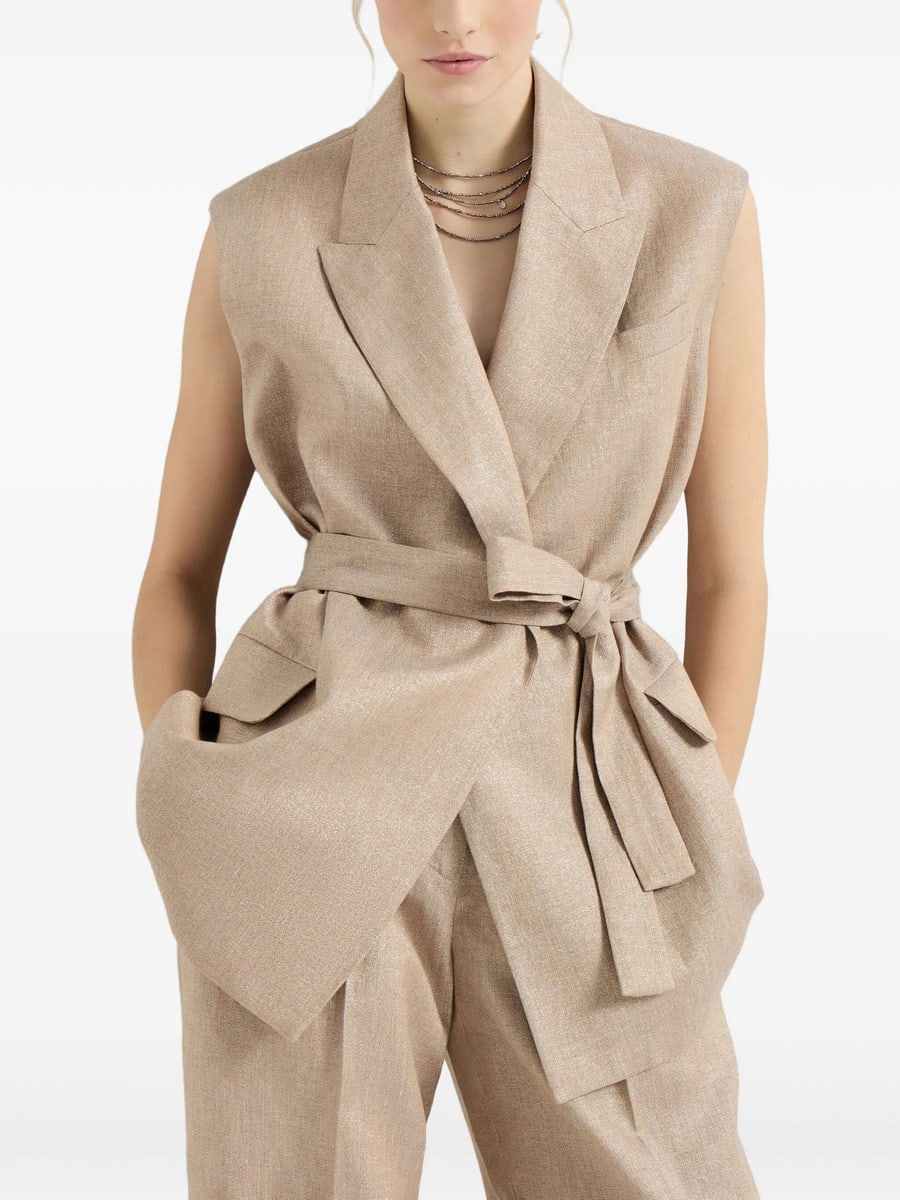 Brunello Cucinelli Brunello Cucinelli Linen Belted Vest, view 2