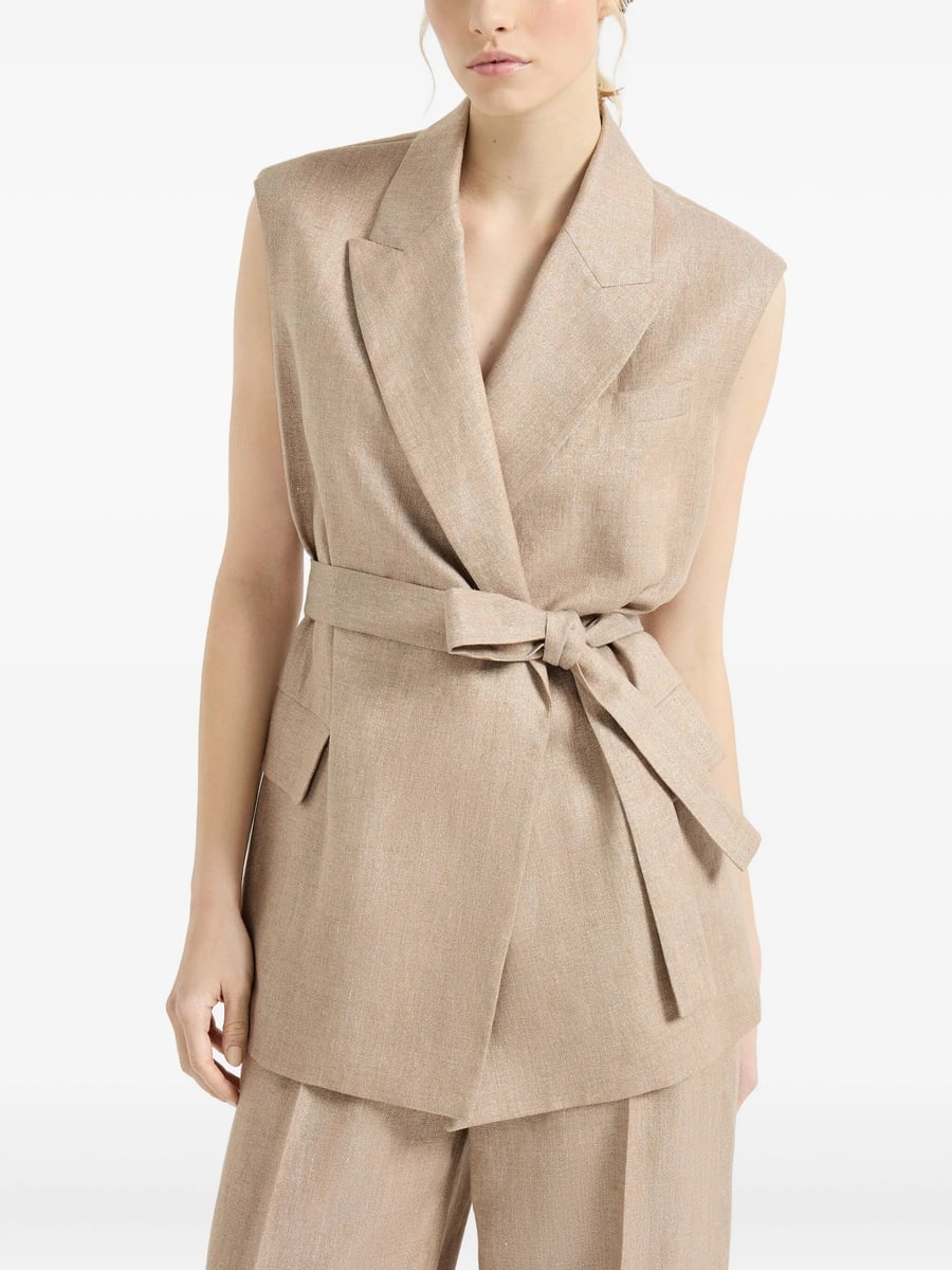 Brunello Cucinelli Brunello Cucinelli Linen Belted Vest, view 5