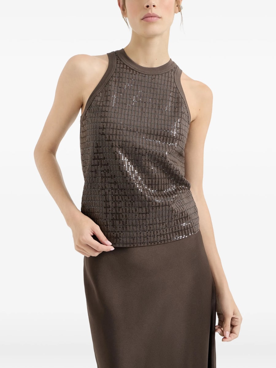 Brunello Cucinelli Brunello Cucinelli Dazzling Check-pattern Top, view 2