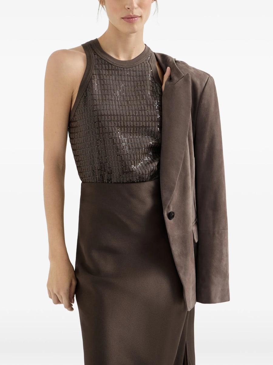 Brunello Cucinelli Brunello Cucinelli Dazzling Check-pattern Top, view 3
