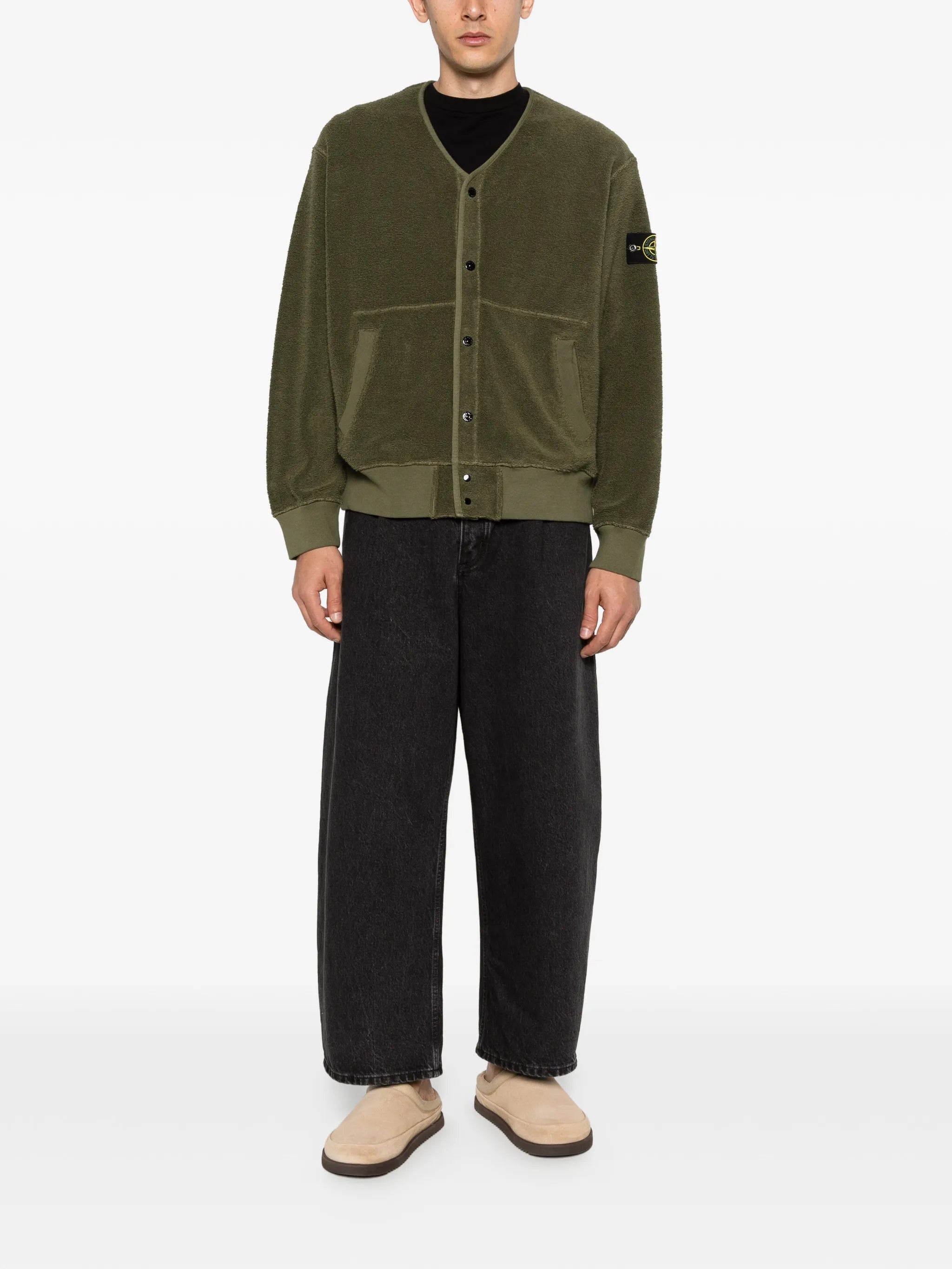 Stone Island Stone Island 6100020 Organic Cotton + Nylon Terry Fleece Cardigan, view 2