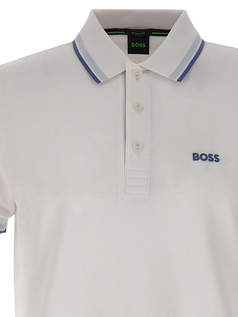 Boss Boss Striped-trim Pique Polo Shirt, view 3