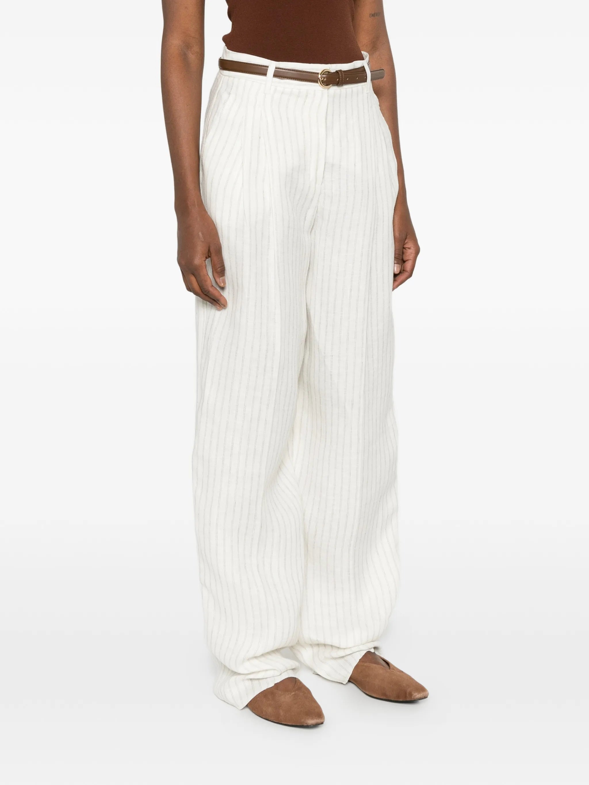 Max Mara Studio Max Mara Studio Fonte Striped Belt Trousers, view 2