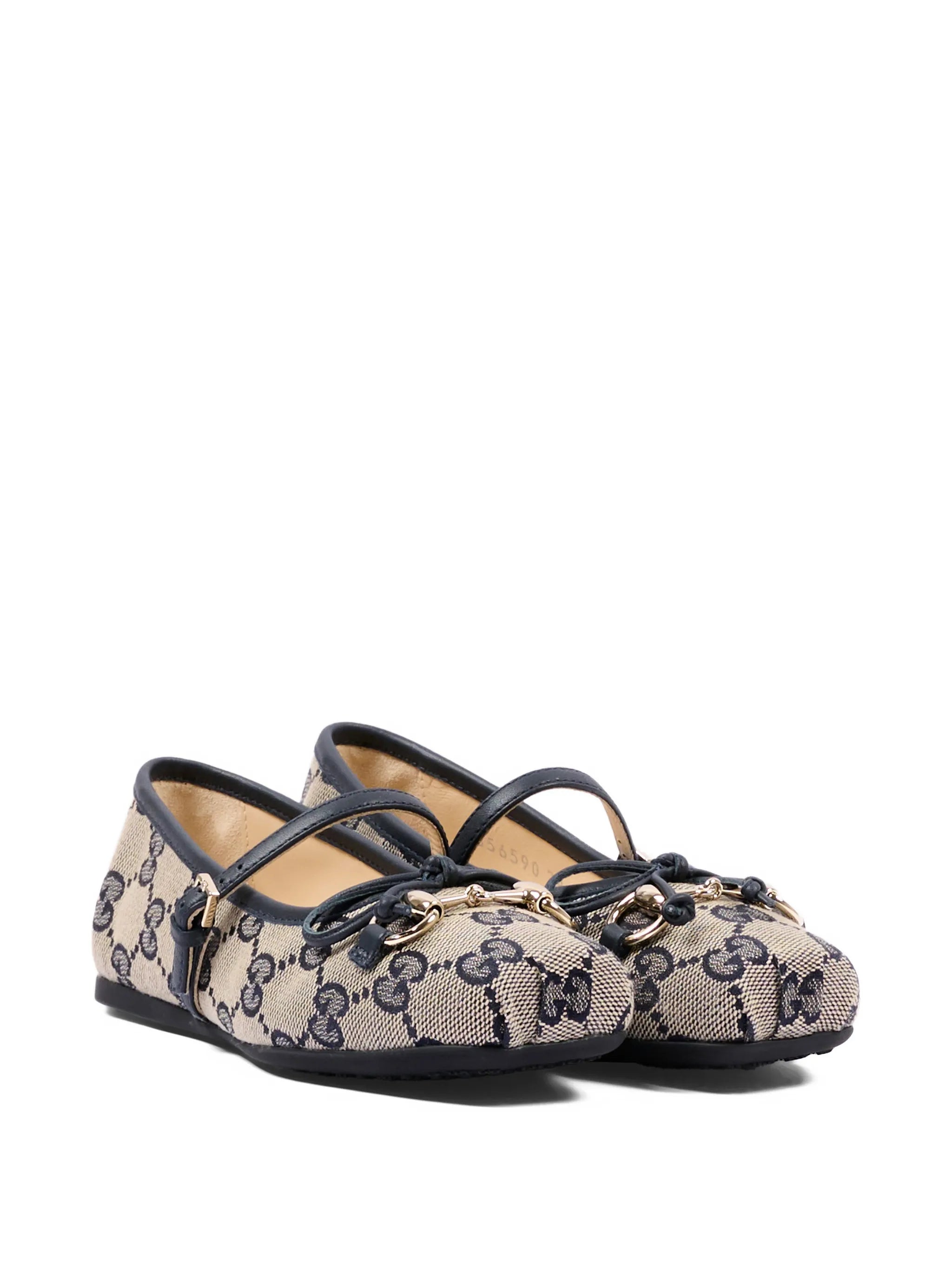 Gucci Gucci Horsebit Buckle Logo-pattern Ballet Flats