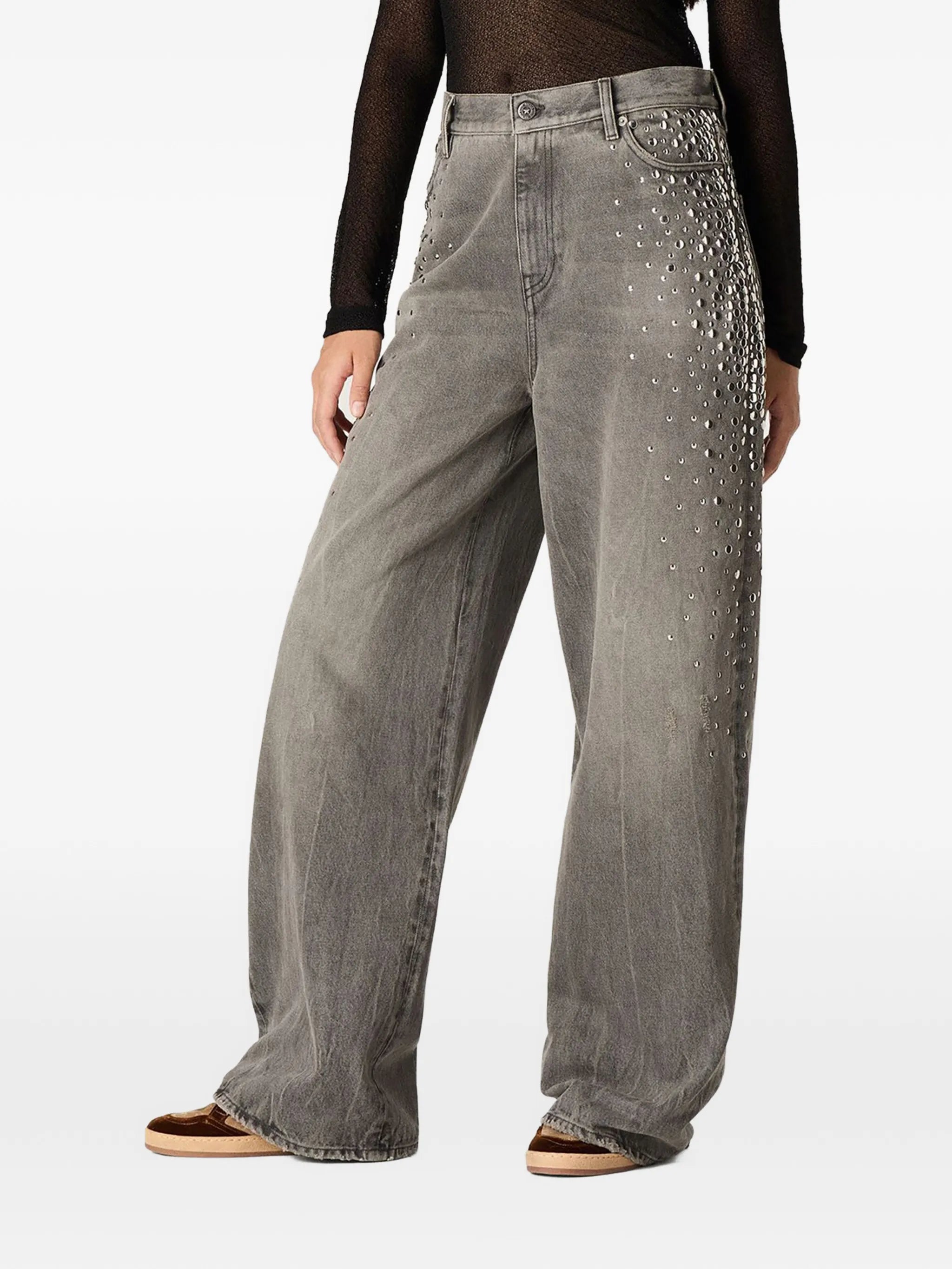 Golden Goose Golden Goose  Boyfriend Jeans In Denim With Silver Gradient-effect Studs, view 2