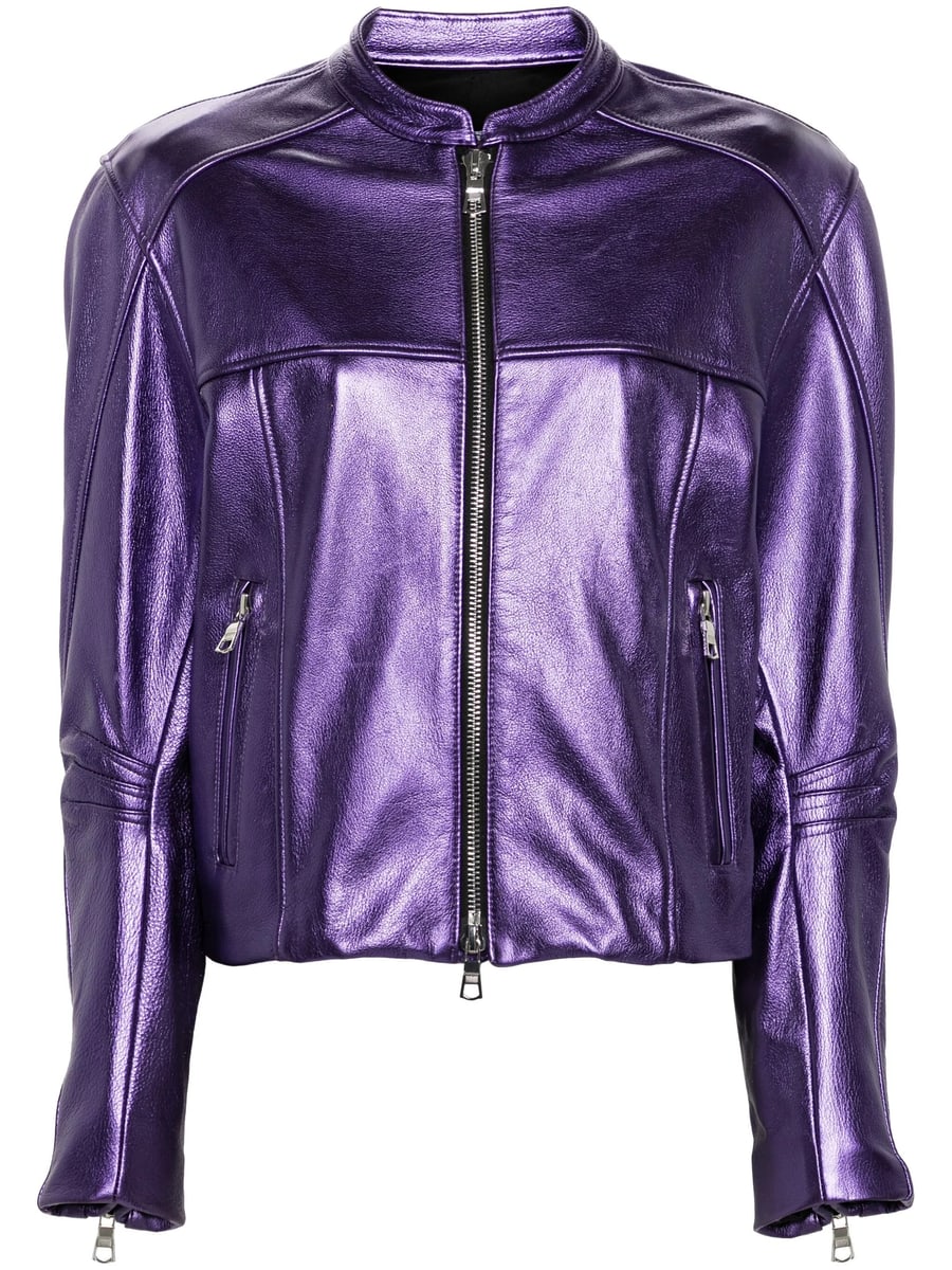 Laquan Smith Laquan Smith Metallic Leather Bomber Jacket