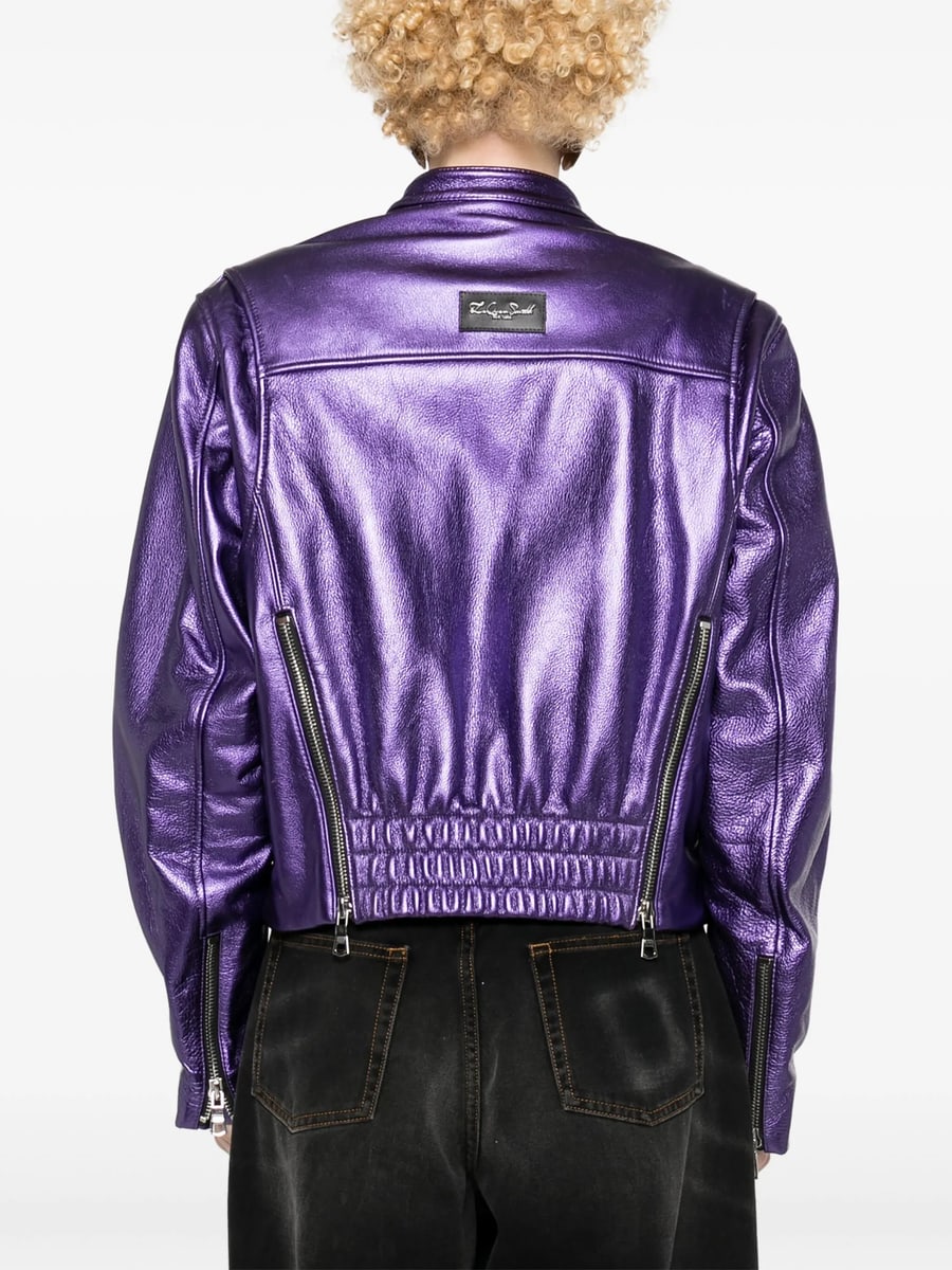 Laquan Smith Laquan Smith Metallic Leather Bomber Jacket, view 4