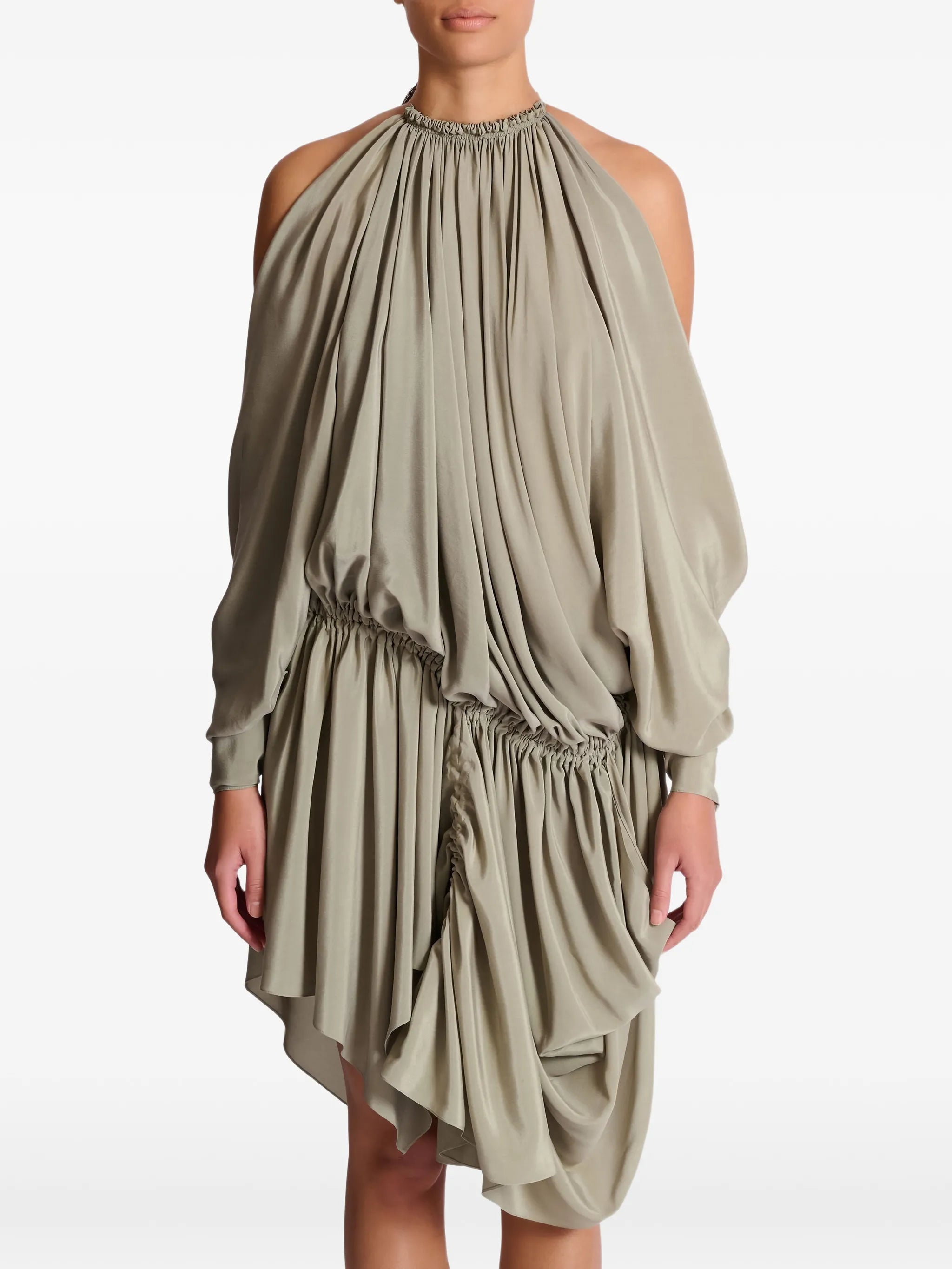 Balmain Balmain Draped Silk Crepe Dress, view 2
