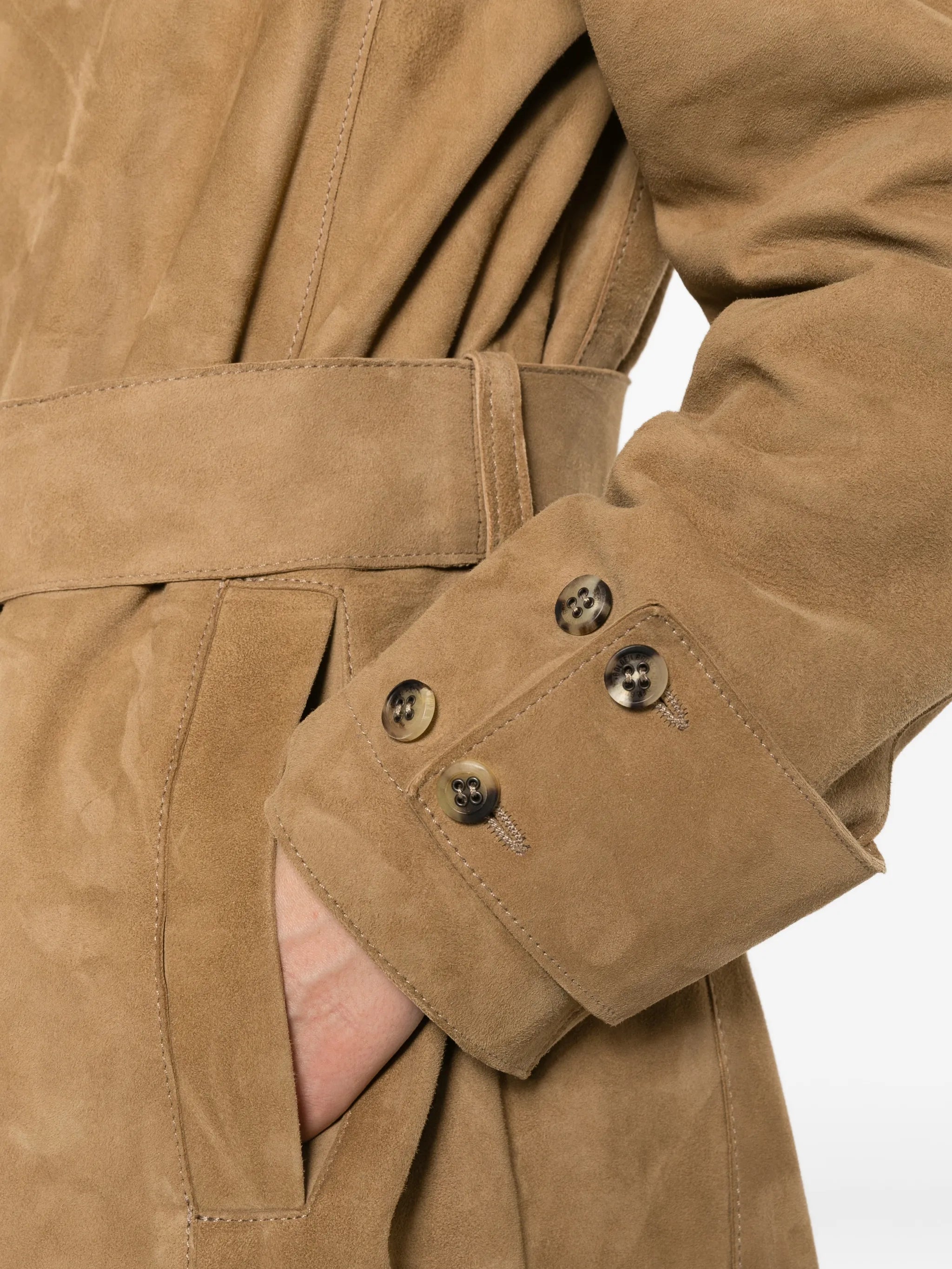 Golden Goose Golden Goose Belted-waist Suede Coat, view 2