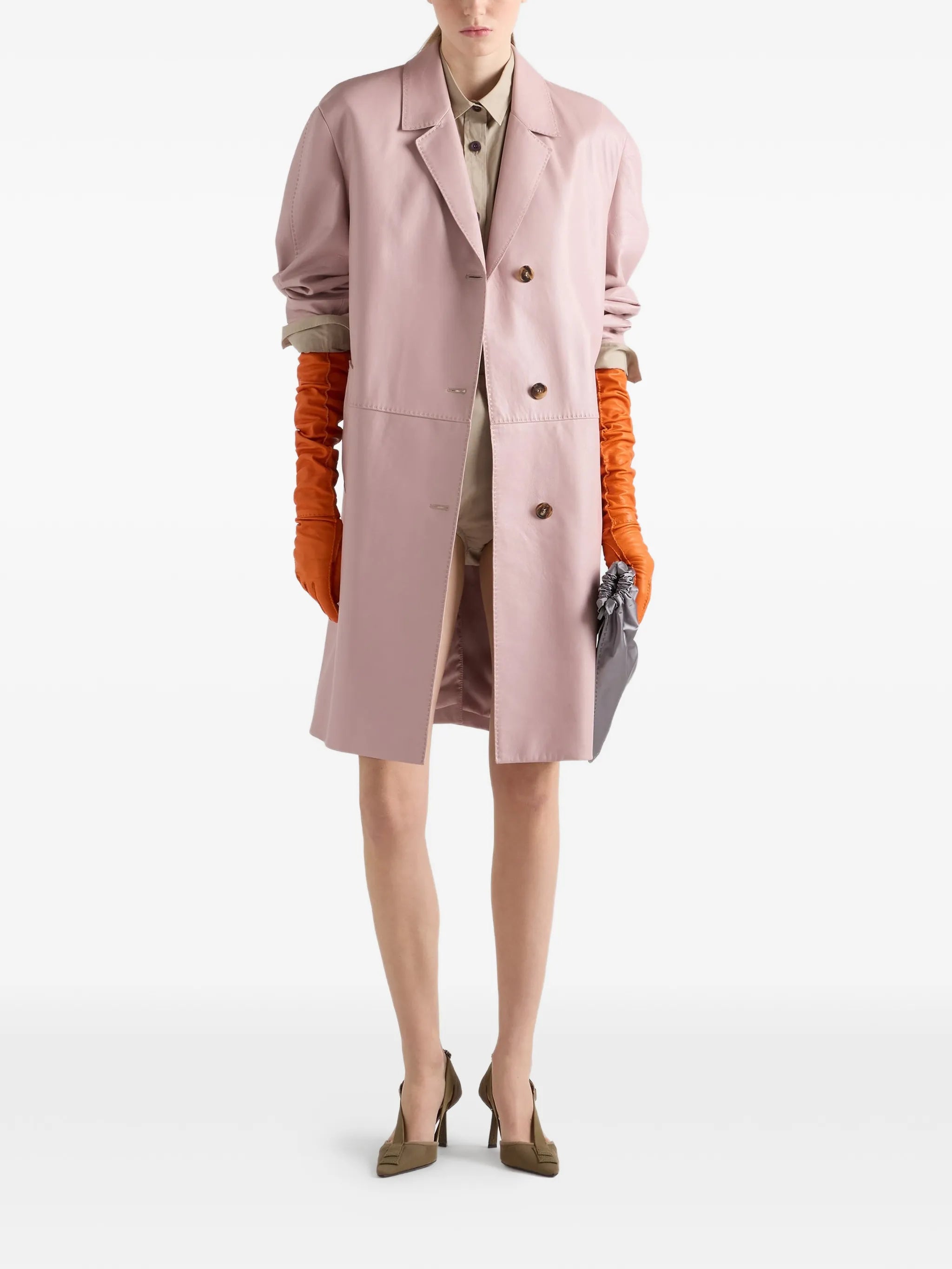Prada Prada Nappa Leather Coat, view 2