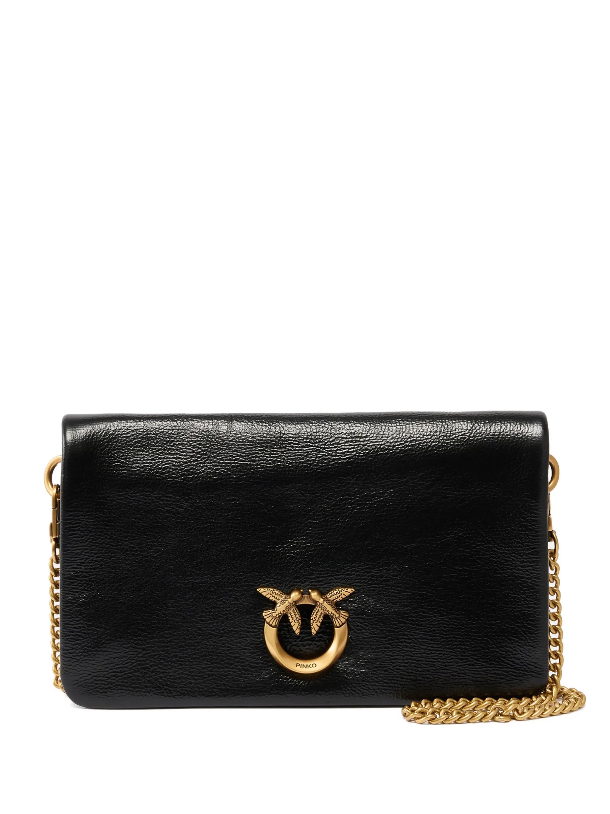 Pinko Pinko Love Bag Click Soft Horizontal Mini Crossbody Clutch In Shiny Leather