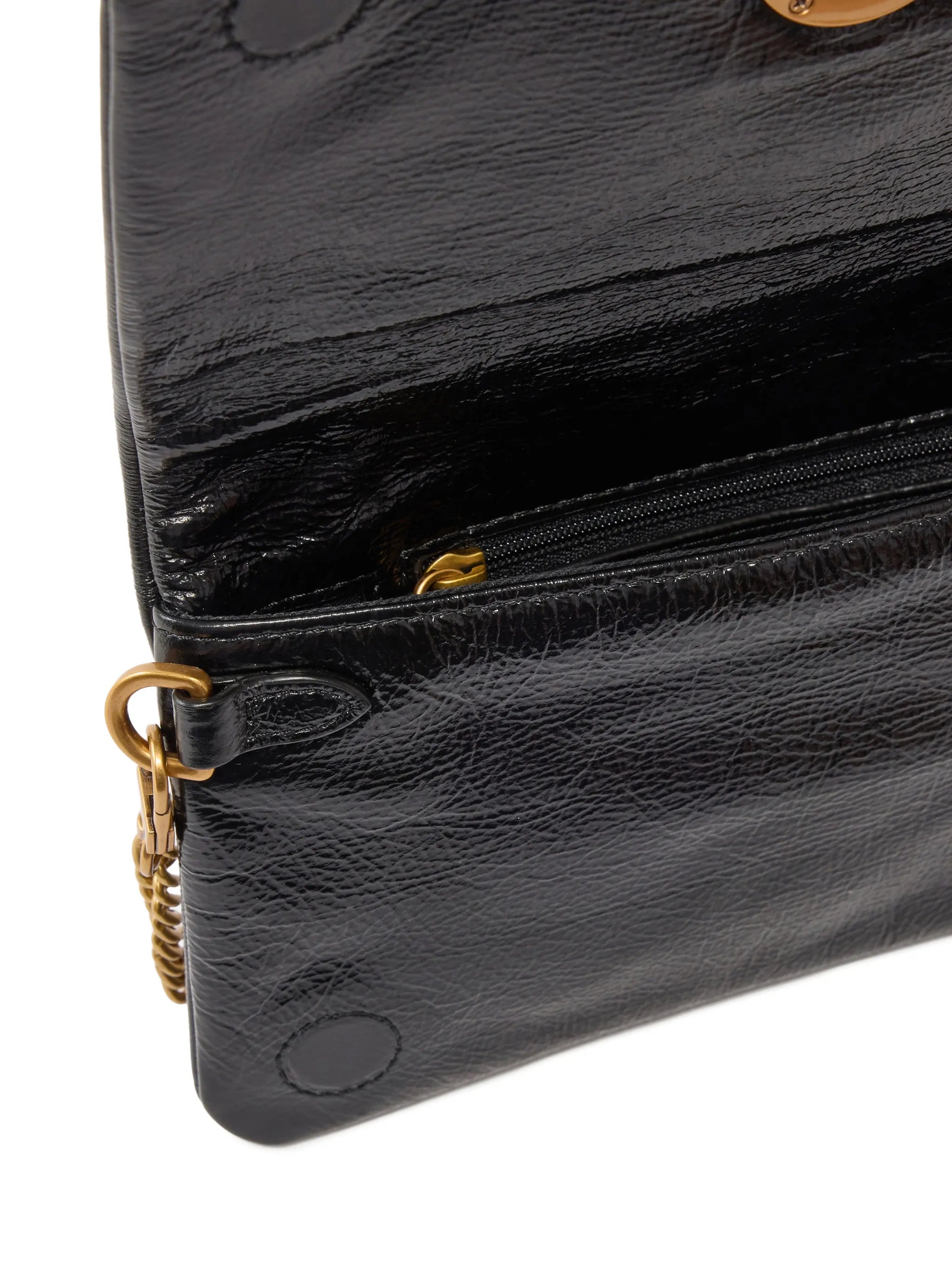 Pinko Pinko Love Bag Click Soft Horizontal Mini Crossbody Clutch In Shiny Leather, view 2